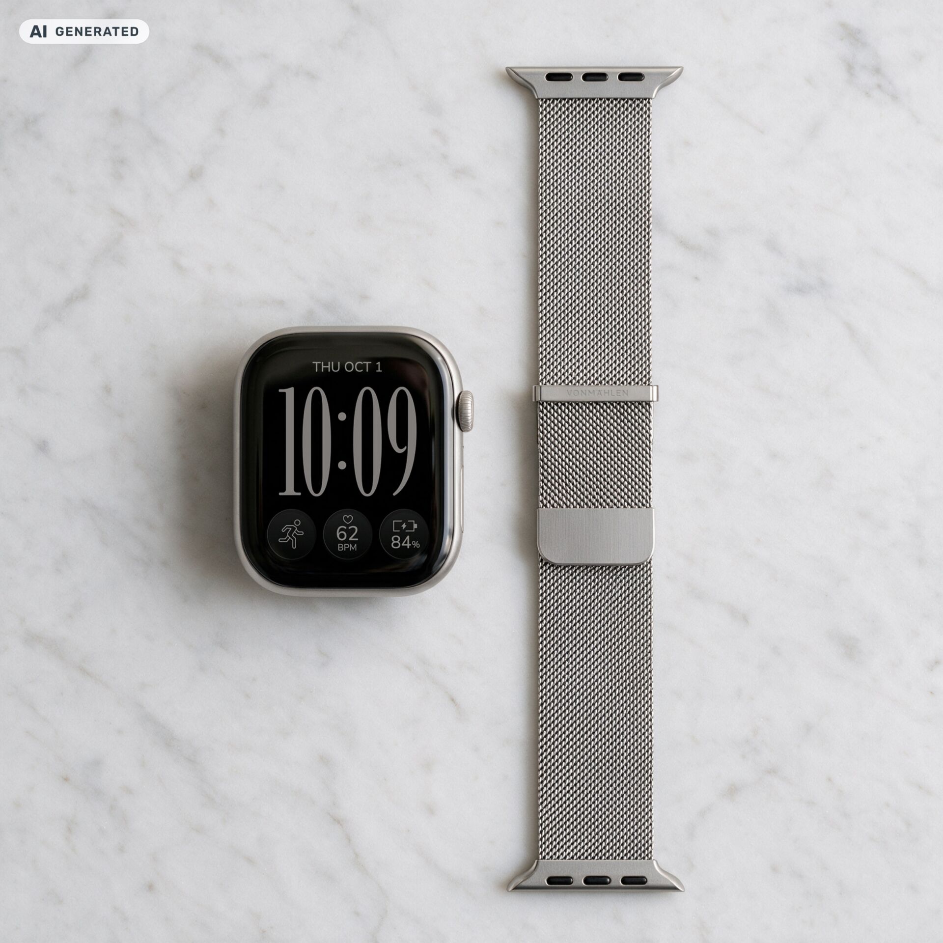 Smartwatch-Armband, Milanaise-Armband, Edelstahl, Silberfarben, Metallgeflecht