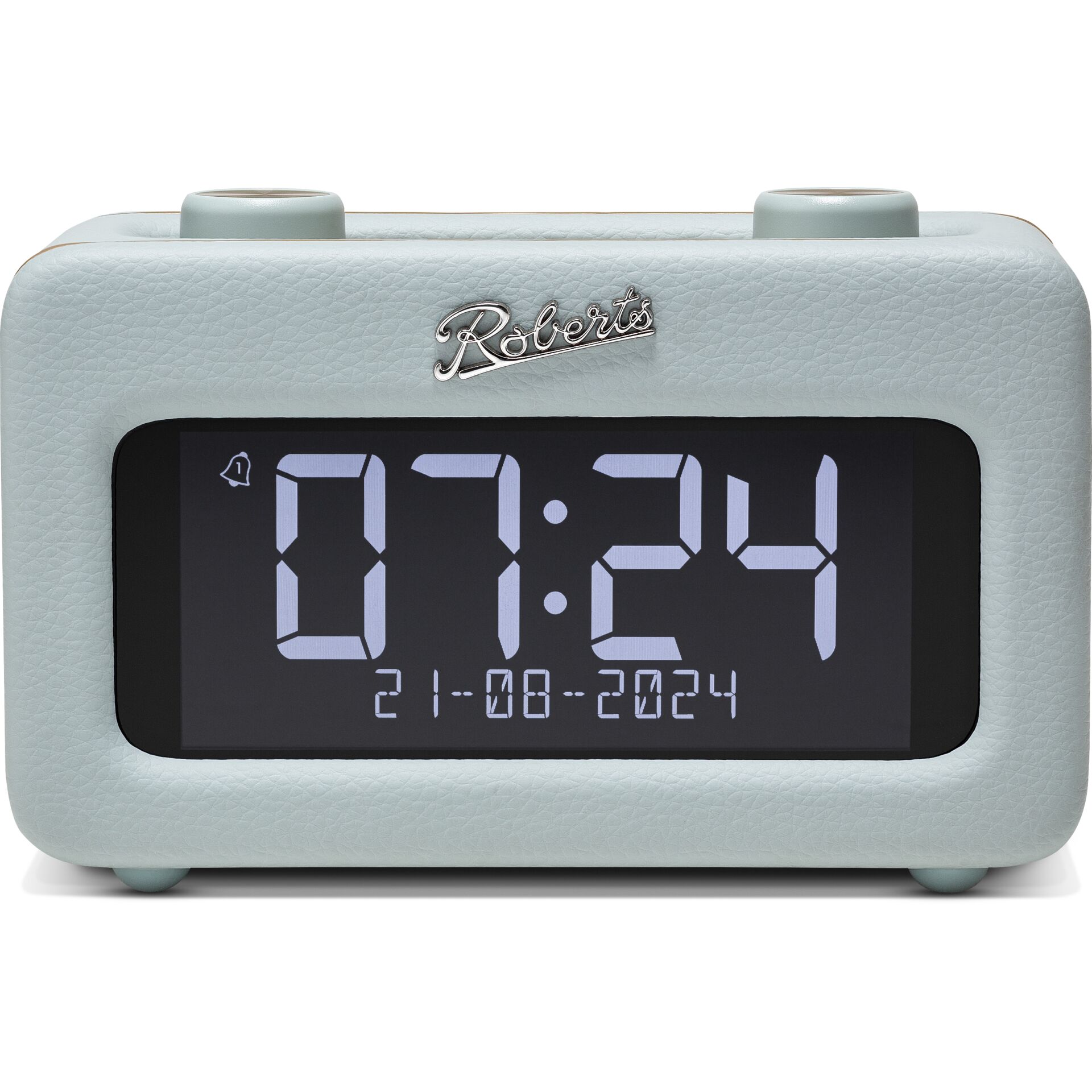 Digitaluhr, Tischuhr, LED-Anzeige, Hellblau, Lederoptik