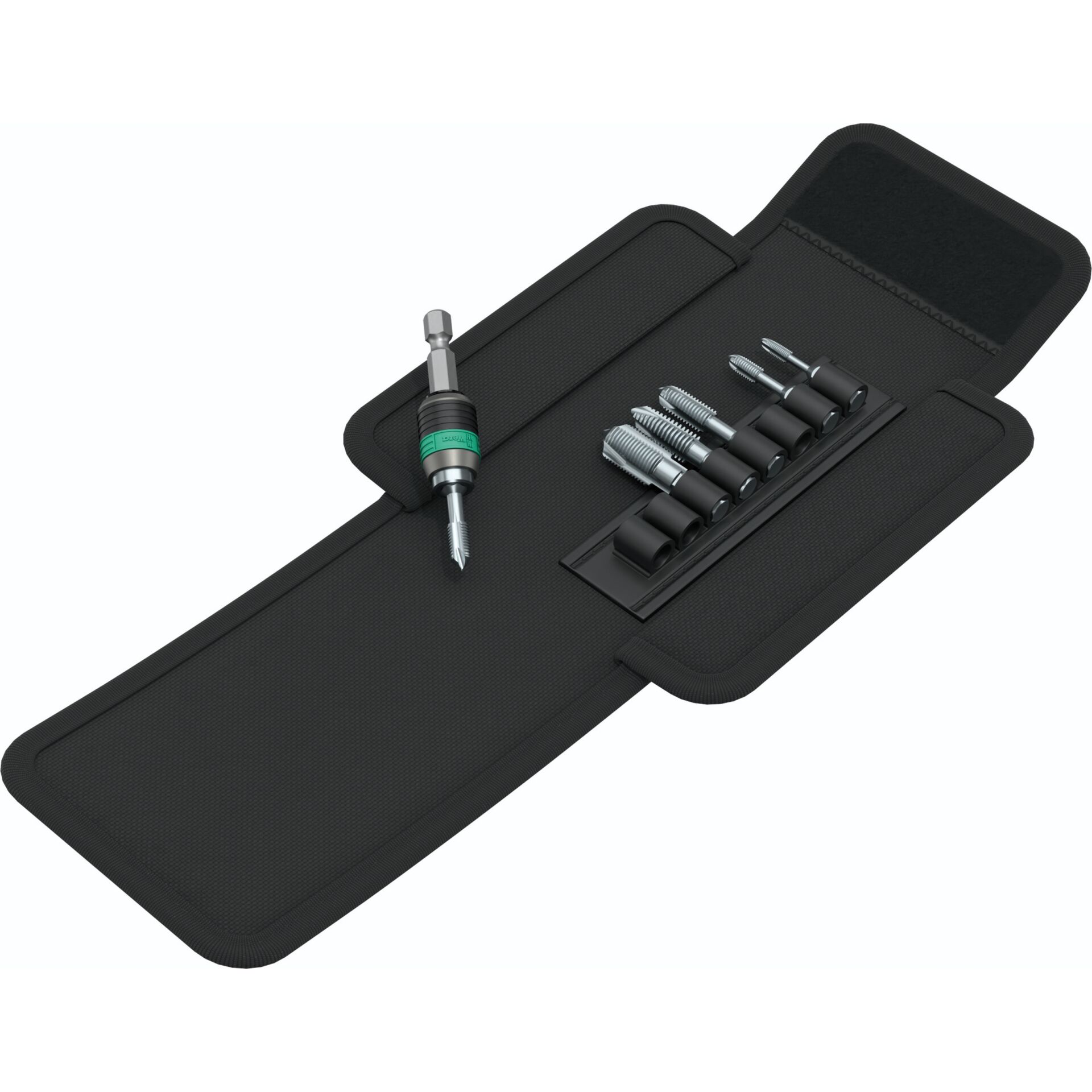 Schraubenausdreher-Set, Schraubendreher-Bit, Metall, Textiletui, Schwarz