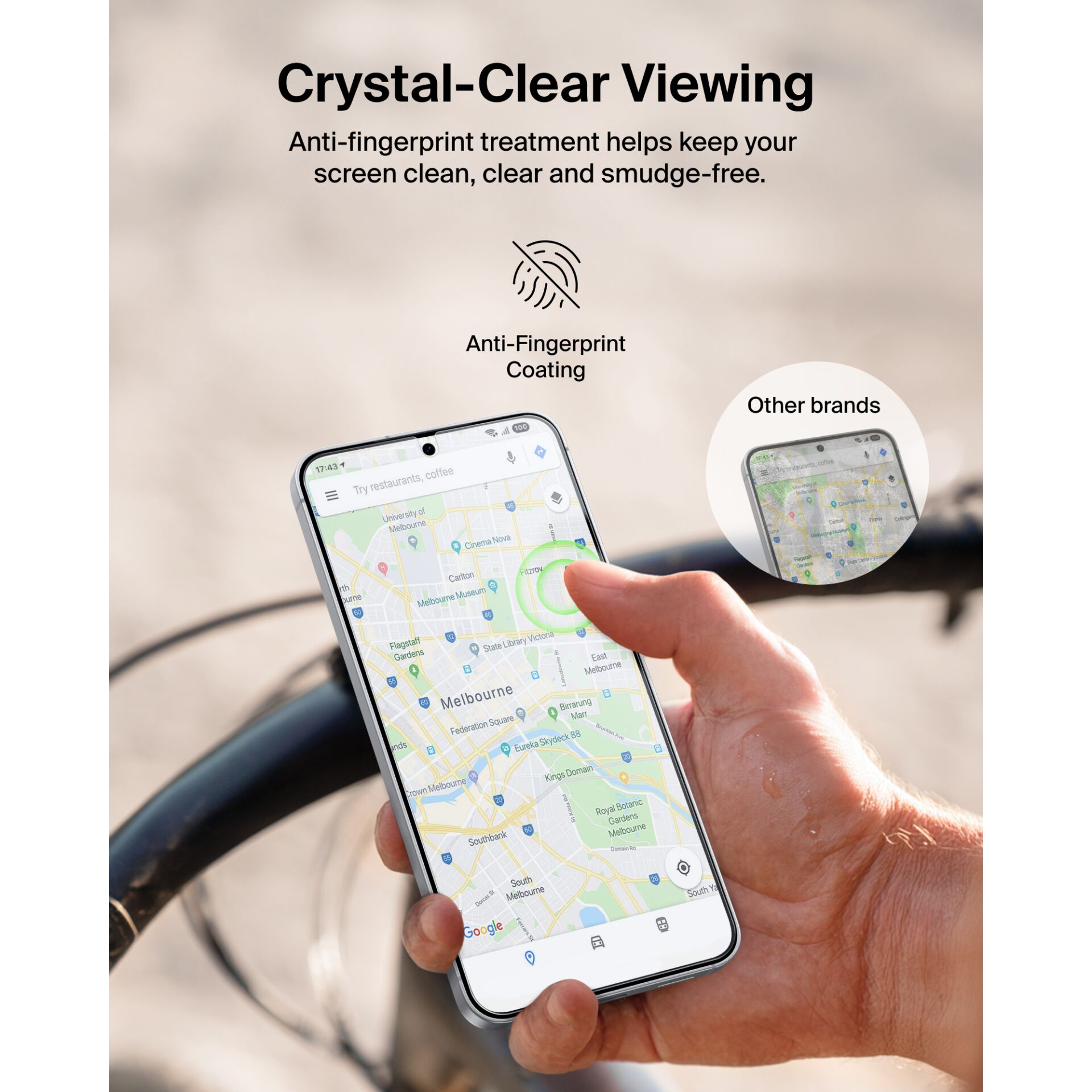 Smartphone, GPS map, Anti-fingerprint, Coating, Screen protection