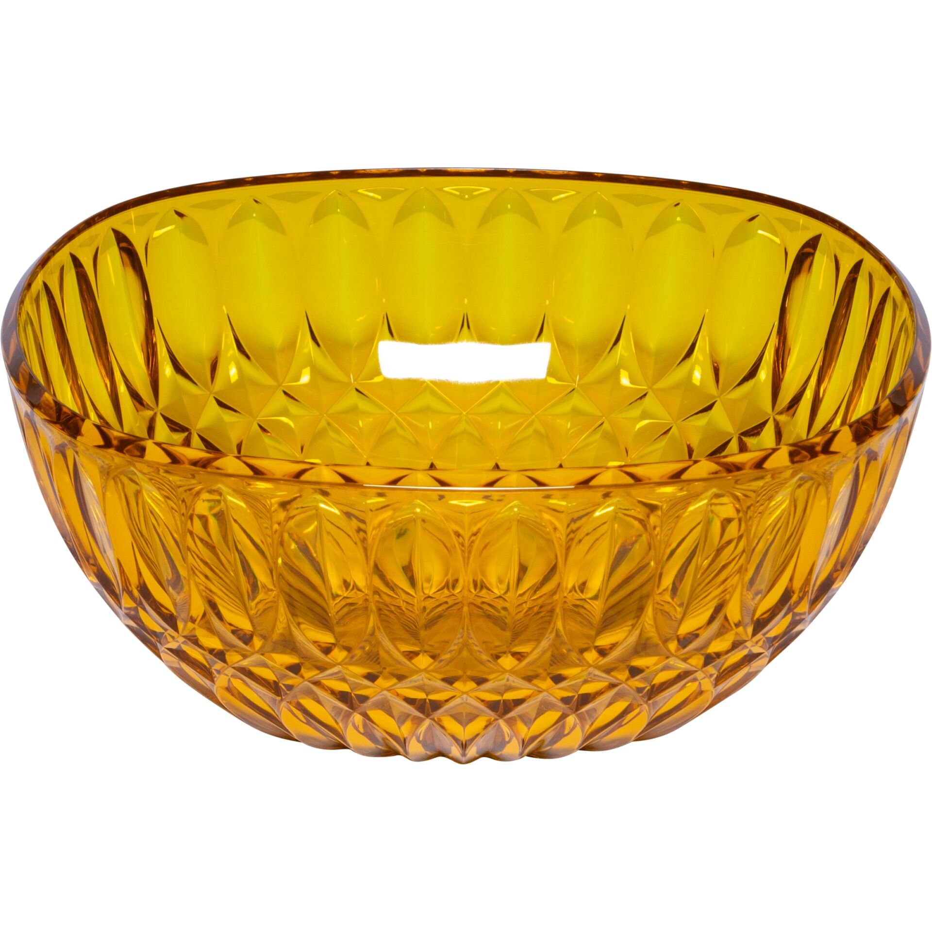 Glasschüssel, Bernsteinfarben, facettierter Muster, Kristallschüssel, Teilgröße