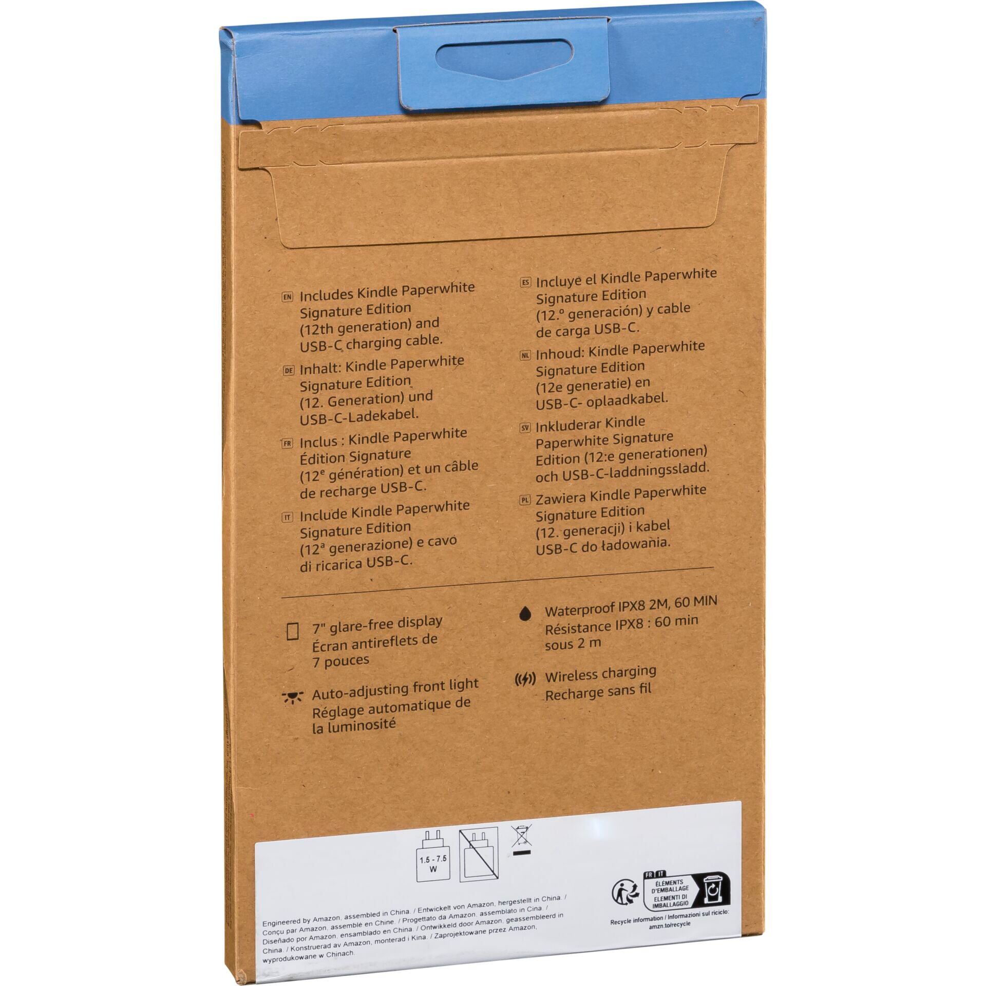 box, packaging, brown cardboard, USB-C, waterproof
