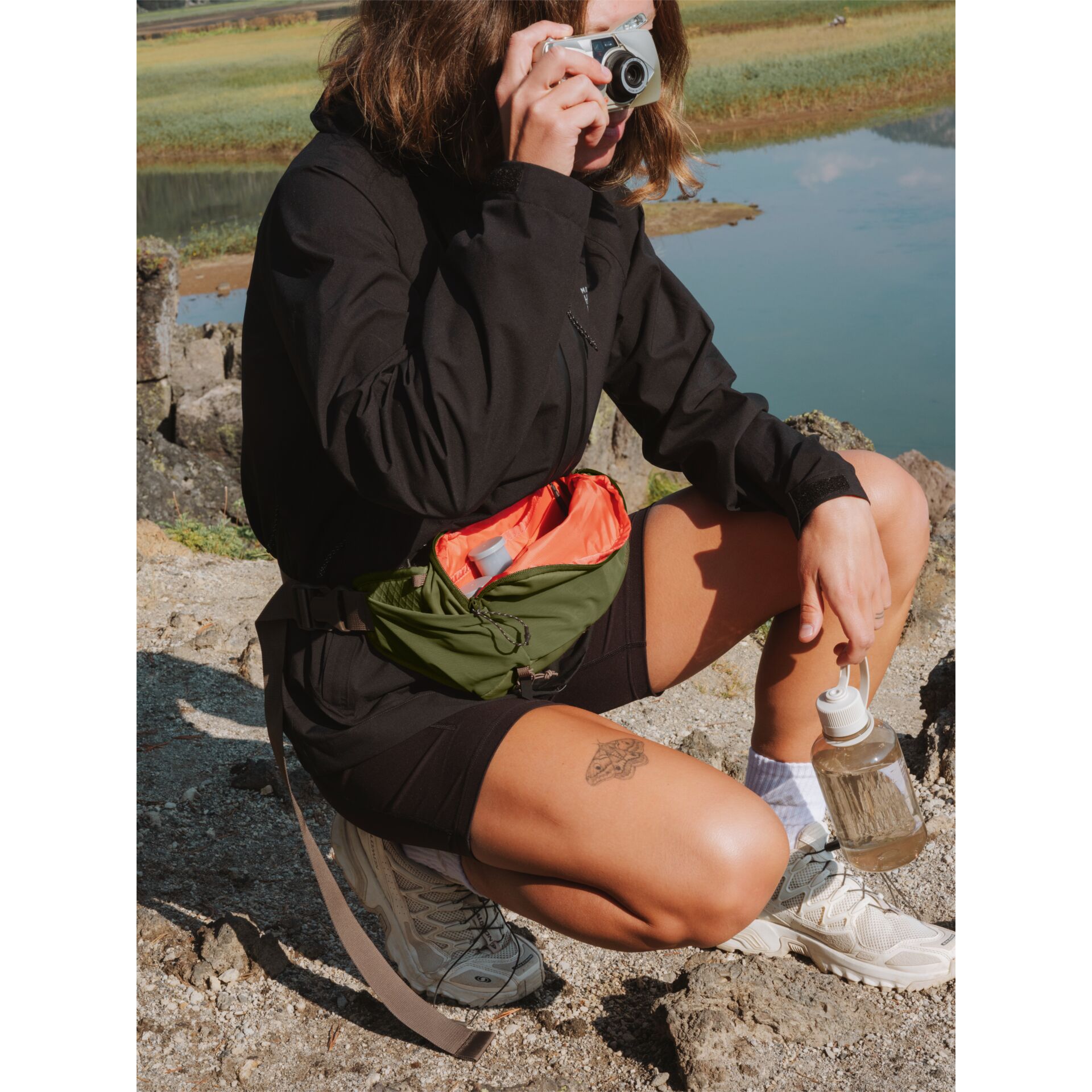 jacke, tasche, kamera, trekking, tasse