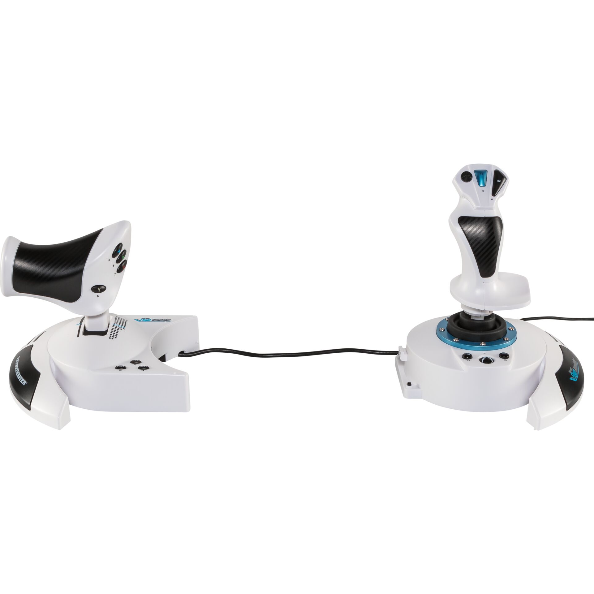 Joystick, Flight stick, Racing controls, Kabelgebunden, Weiß Schwarz