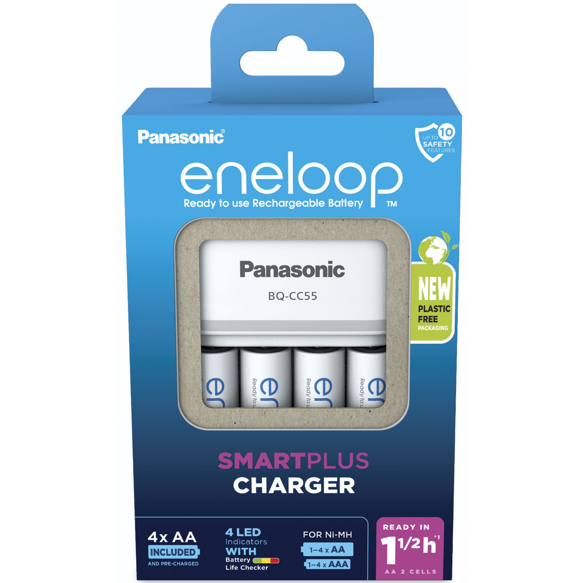 Panasonic Eneloop Smart Plus Cha  BQ-CC55 inkl. 4xAA  K-KJ55MCD40E