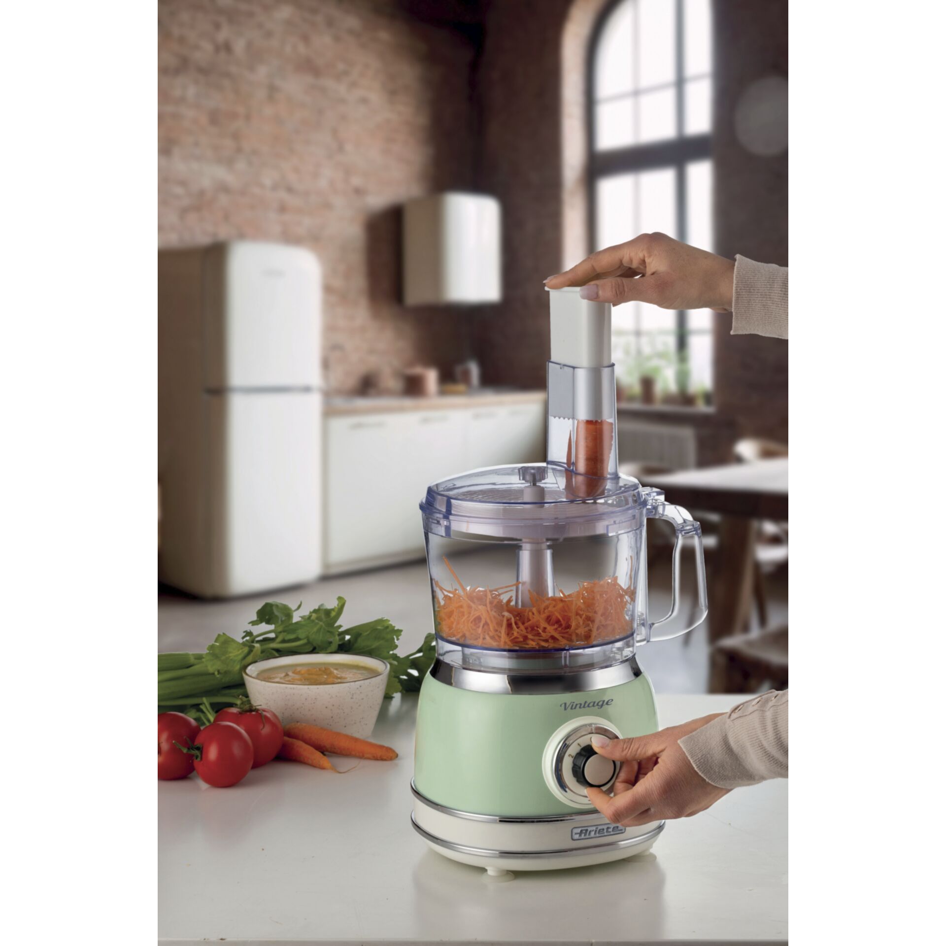 Küchenmaschine, Schneideeinsatz, Gemüse, Frucht, Mixer