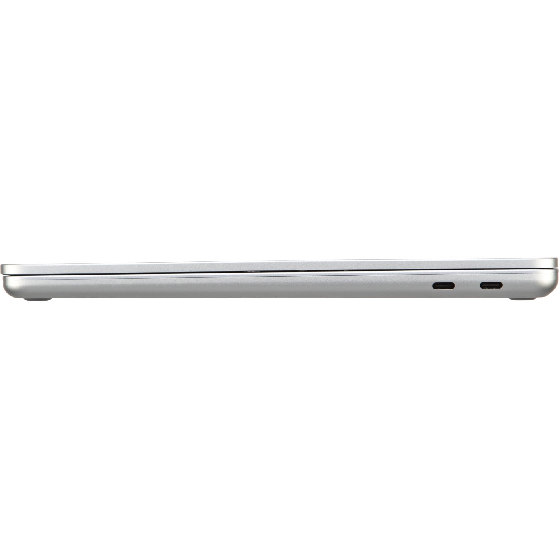Laptop, Silberfarben, Metallgehäuse, USB-C-Anschlüsse, Geschlossen