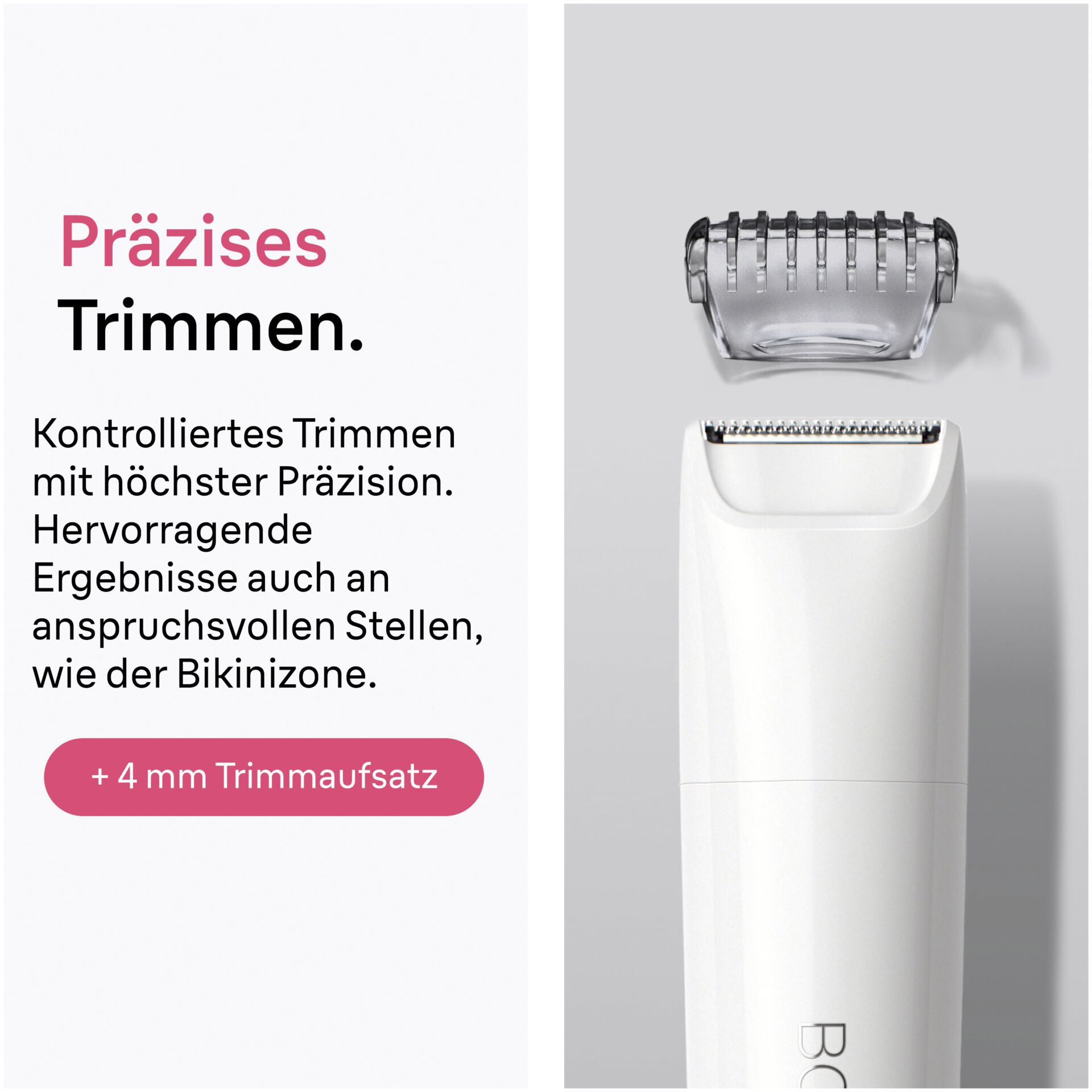 Bikini-Trimmer, Elektrischer Trimmer, Weiß, 4-mm-Aufsatz, Präzisionsaufsatz