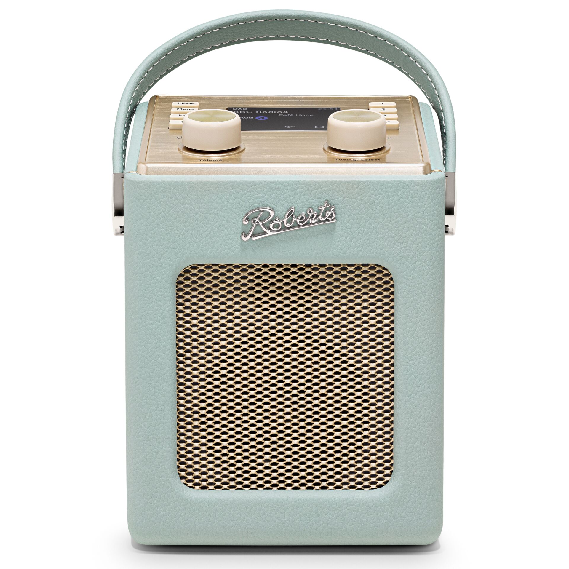 Tragbares Radio, DAB+ Radio, Kunstledergehäuse, Mintgrün, Tragegriff