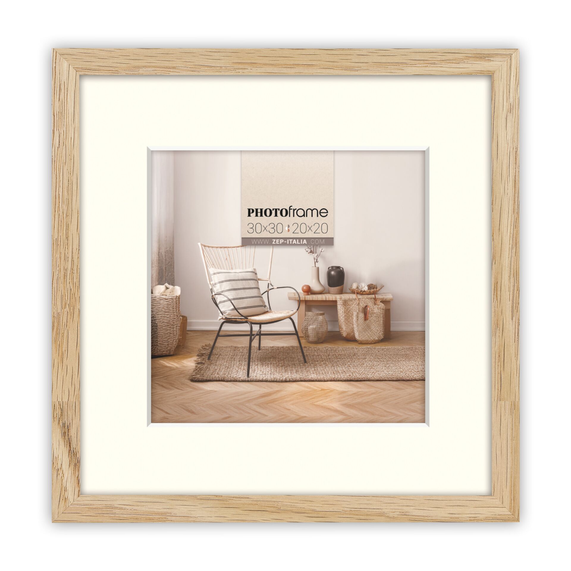 ZEP Malmo natural    20x20/30x30  Holz mit Passepartout     V4530N