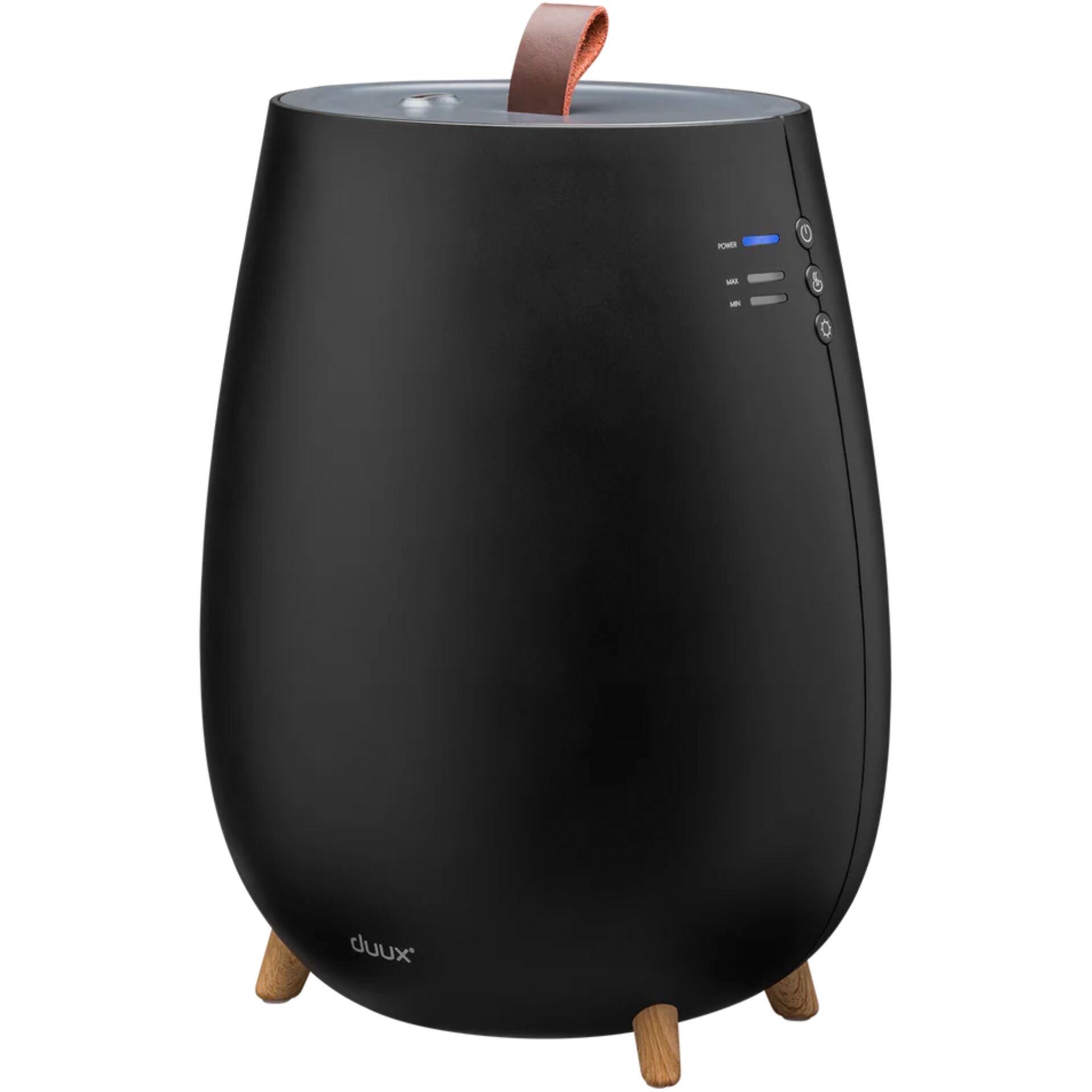 Luftbefeuchter, schwarz, Holzbeine, Tropical?, Kübel-Design?