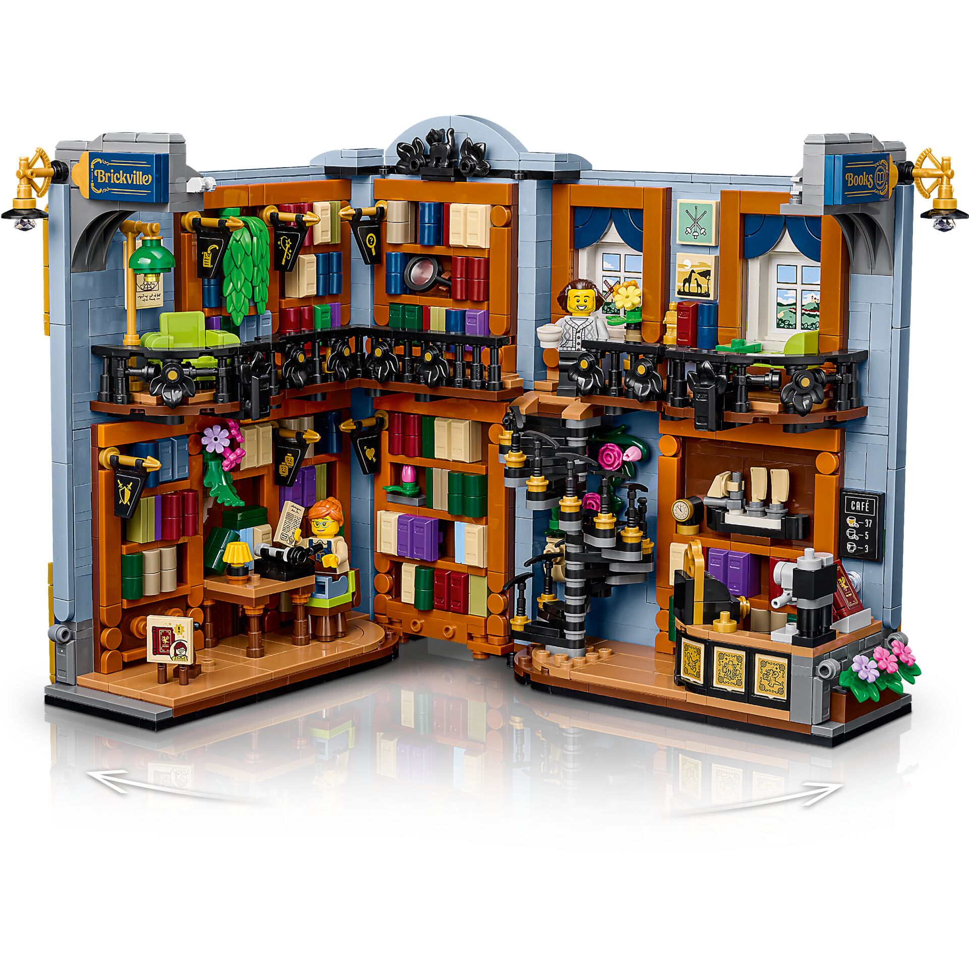 Kunstbibliothek, Buchladen, Lego Modell, Regalboden, Figuren