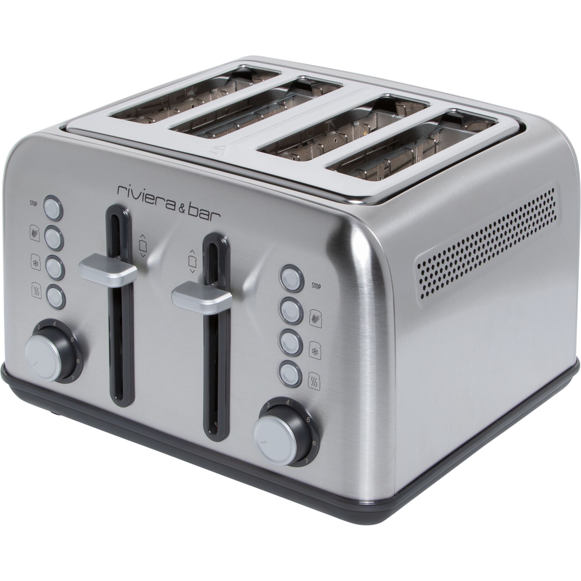 Toaster, 4-Slice, Edelstahl, Slot-Design, Bedienelemente