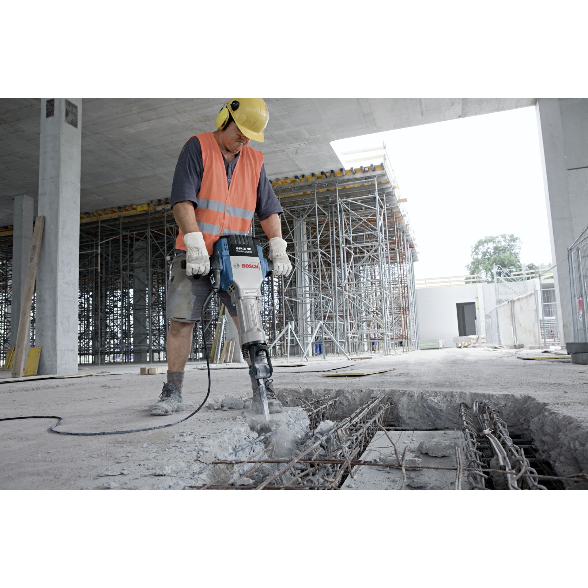 Arbeiter, Handschuh, Elektrische Bohrmaschine, Helm, Konstruktion