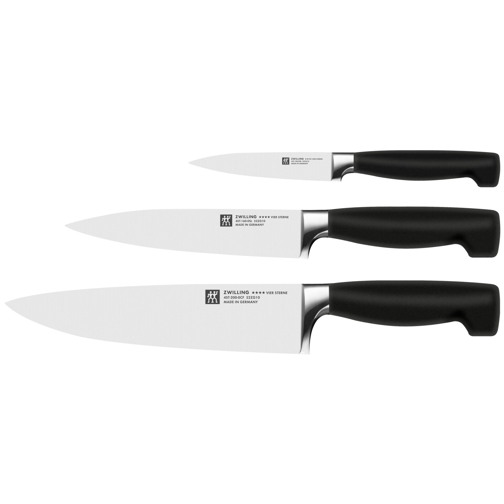 Kochmesser, MesserSet, Klingenschliff, SchwarzeGriffe, Made in Germany