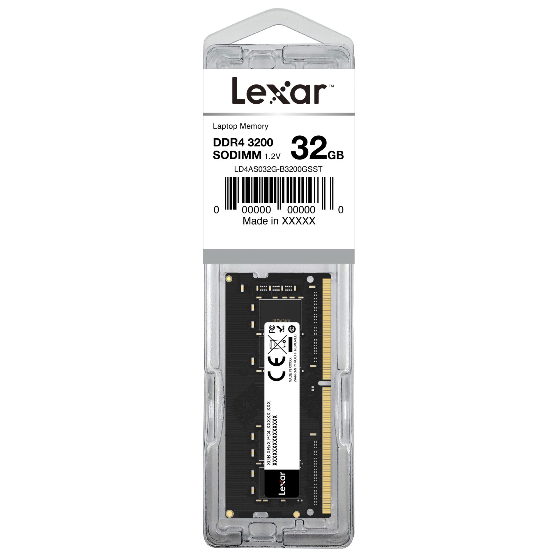 Lexar 32GB DDR4 3200Mhz  SO-DIMM  260pin CL22    LD4AS032G-B3200GT