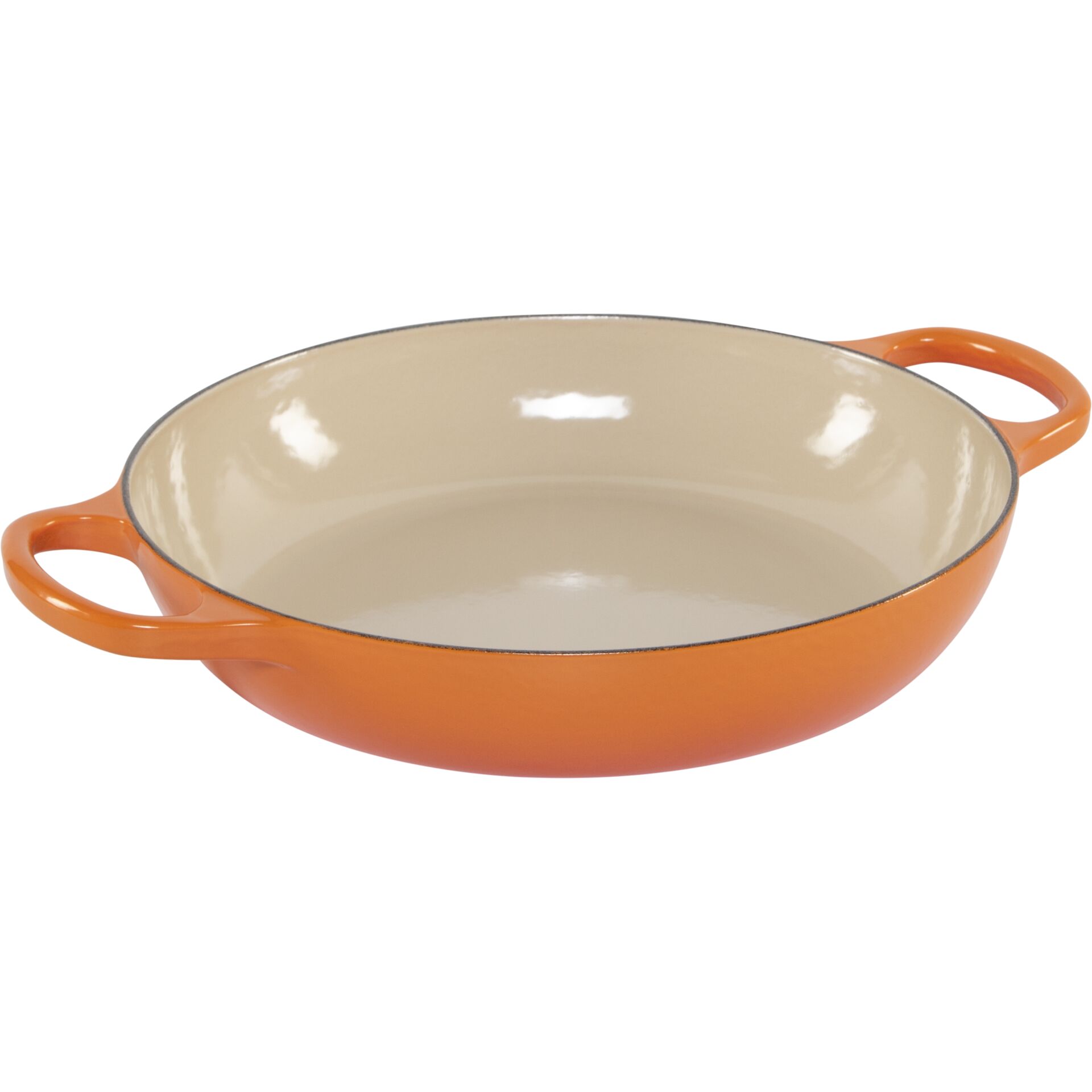 Pfanne, Gusseisen, orange, Hitzebeständig, Tiefrandpfanne