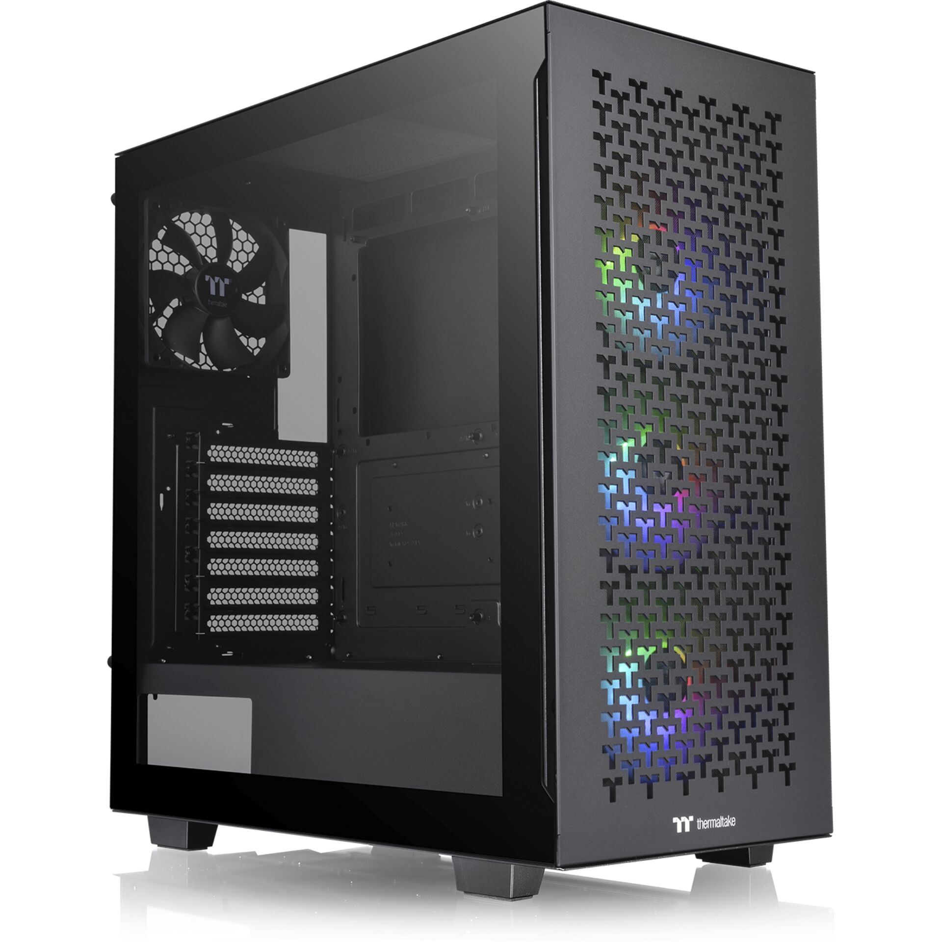 PC-Gehäuse, Mid-Tower, RGB-Panel, Perforiert, Schwarz
