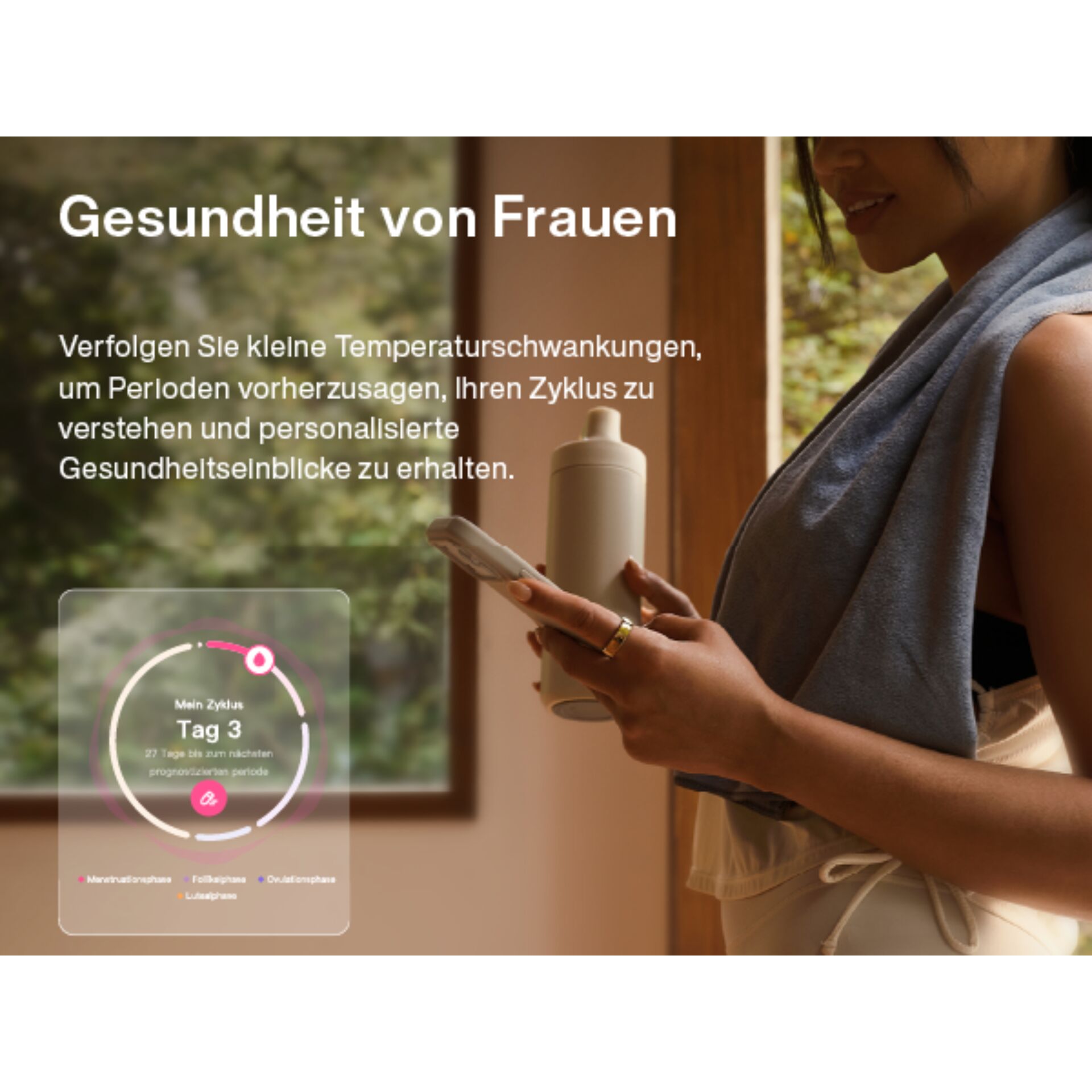 Fitness, Frau, Wasserflasche, Fernbedienung, Mobile App