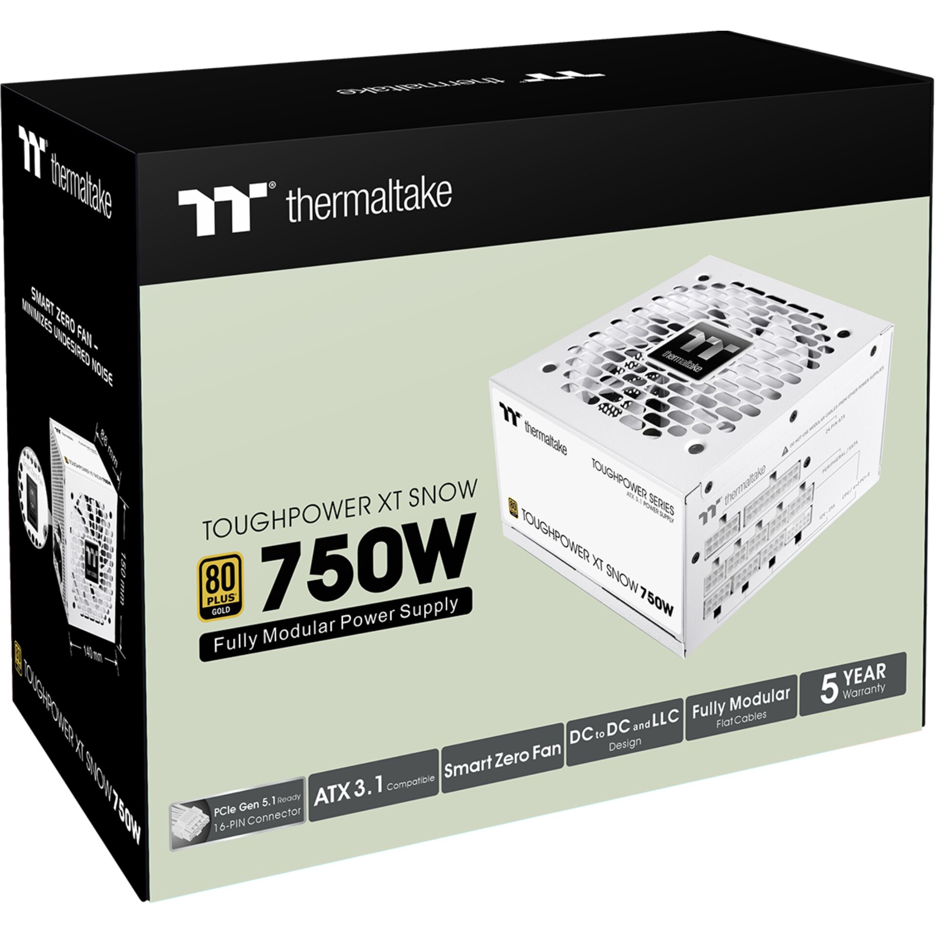750W, ATX 3.1, Fully Modular, Power Supply, Smart Zero Fan