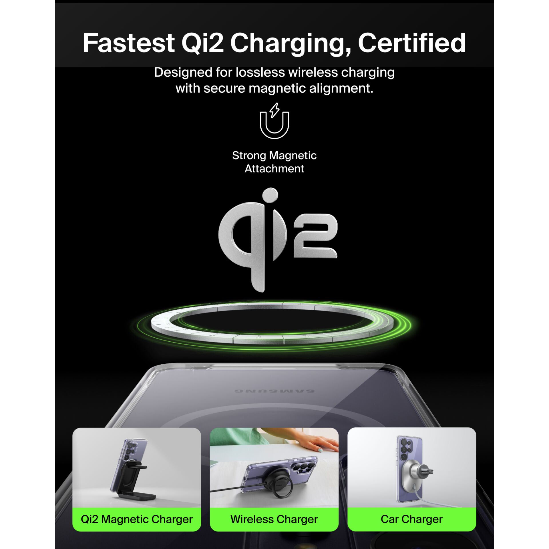 Qi2 Ladegerät, Magnetisches Ladegerät, Kabelloses Ladegerät, Autoladegerät, Telefonständer