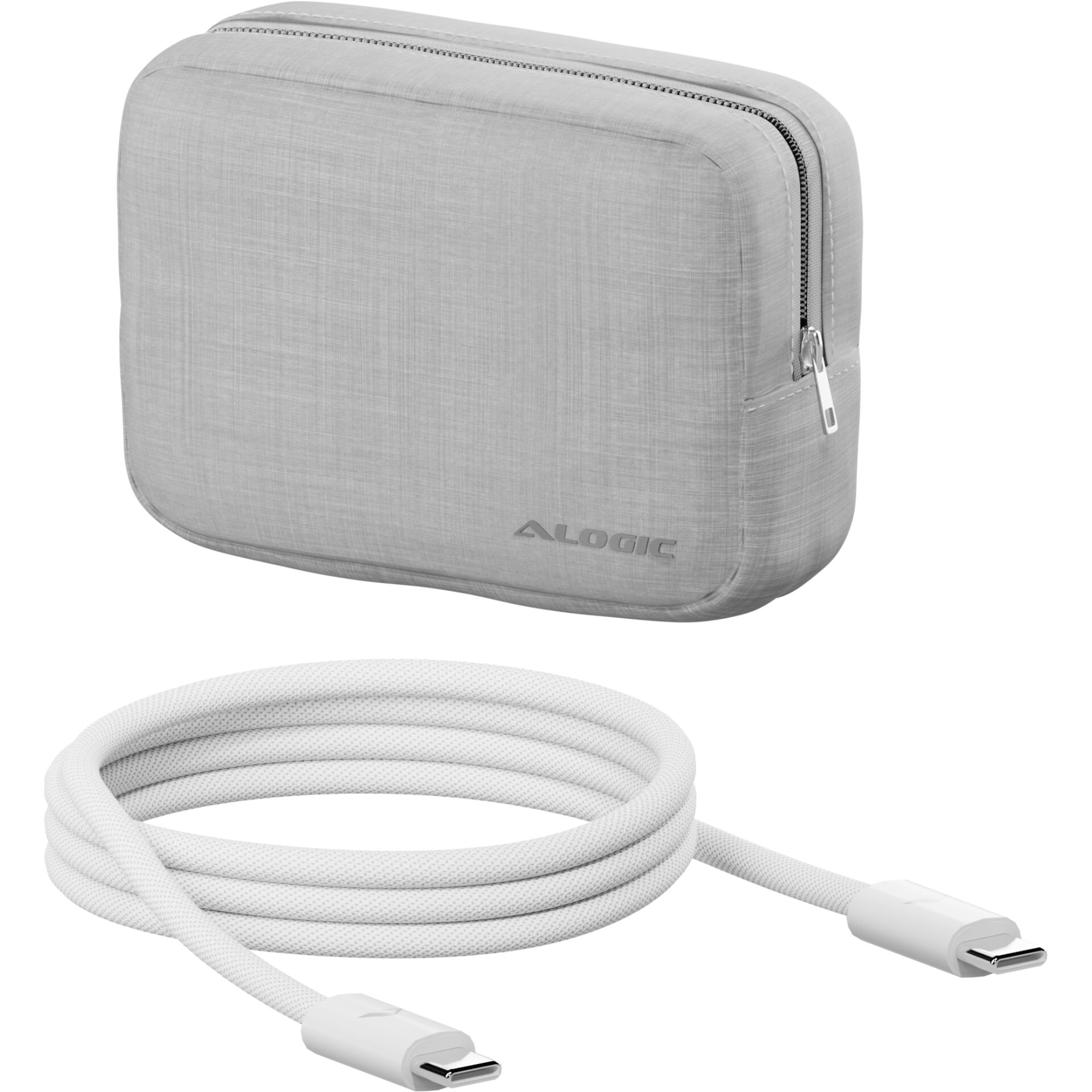 Hülle, Koffer, Reise-Organizer, Etui, Kabel, Kabel, Ladegerät-Adapter, Reise-Etui, USB-C Kabel, Grau