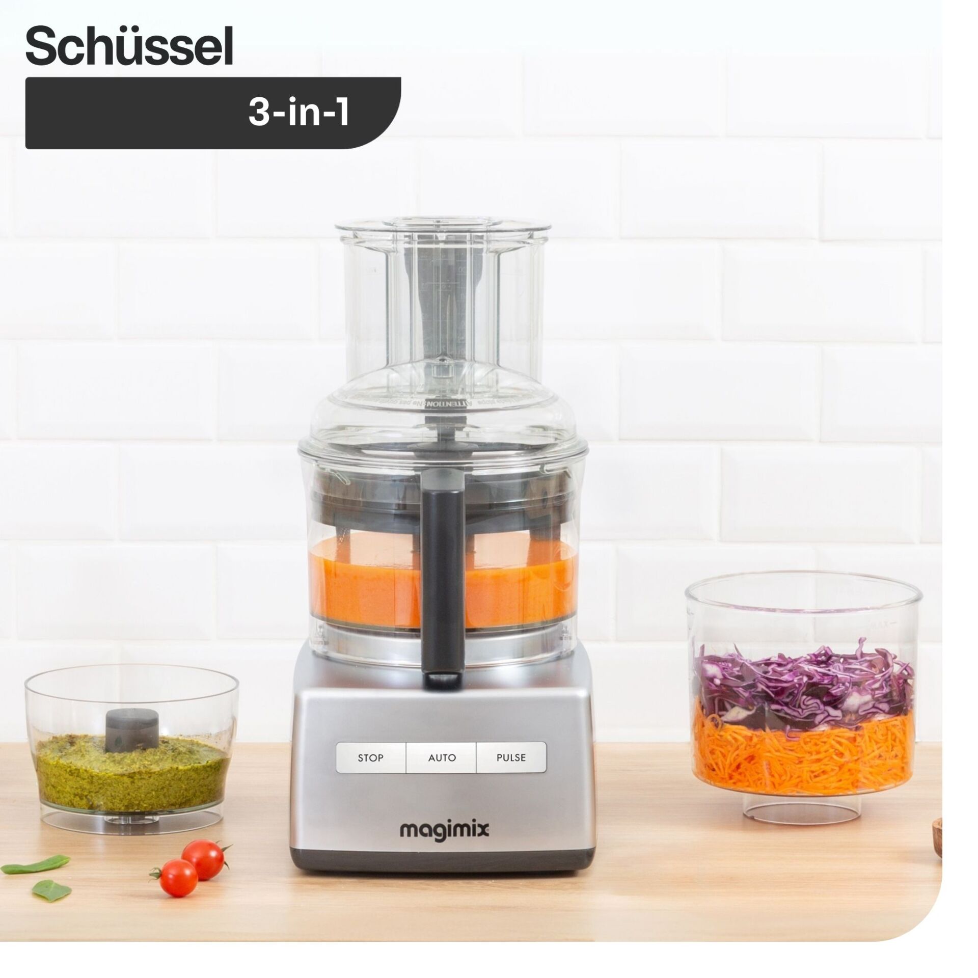 Küchenmaschine, Entsafter, 3-in-1, Schwarz, Glasbehälter