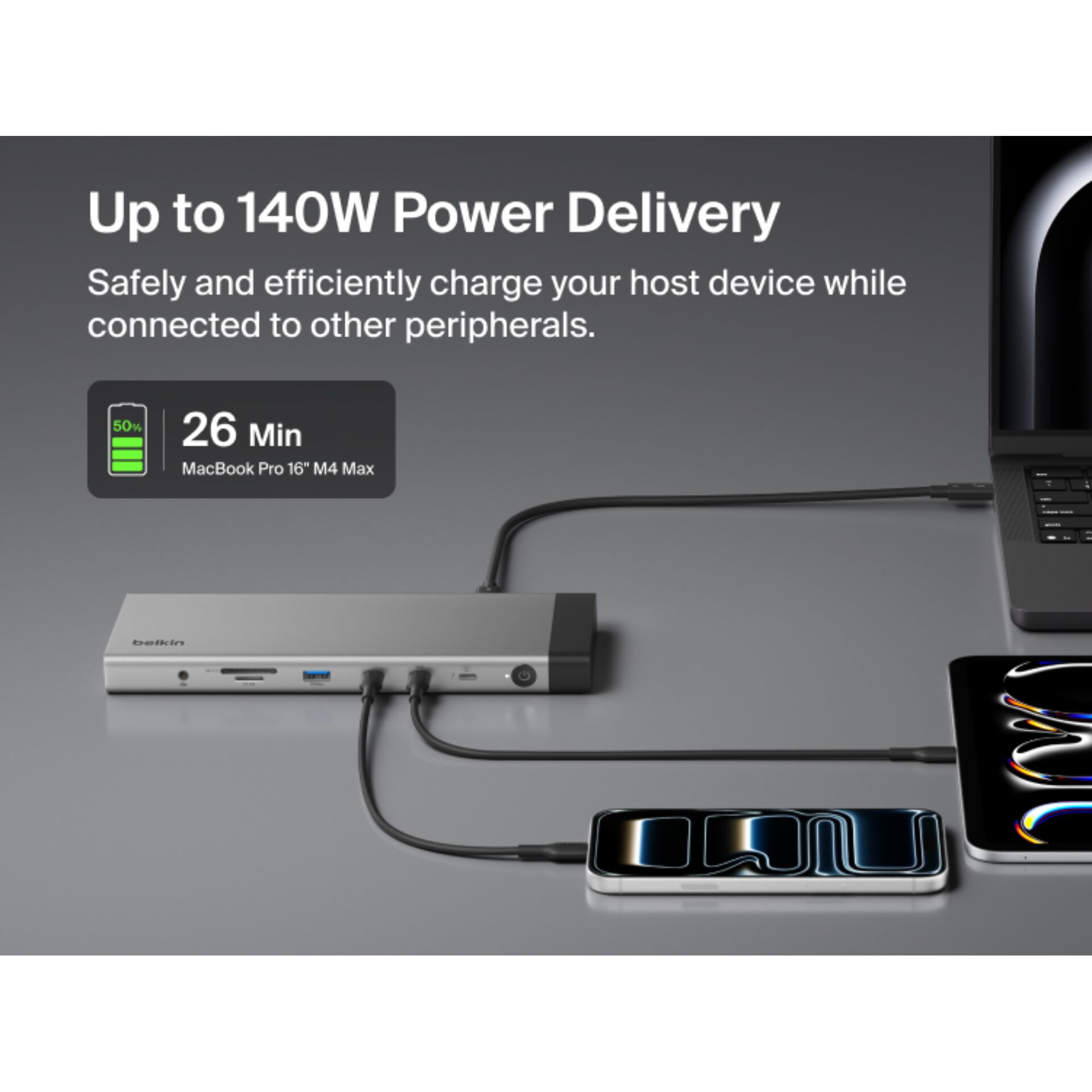 USB-C-Dockingstation, Ladehub, Laptop-Dockingstation, Power-Delivery, Multiport-Hub