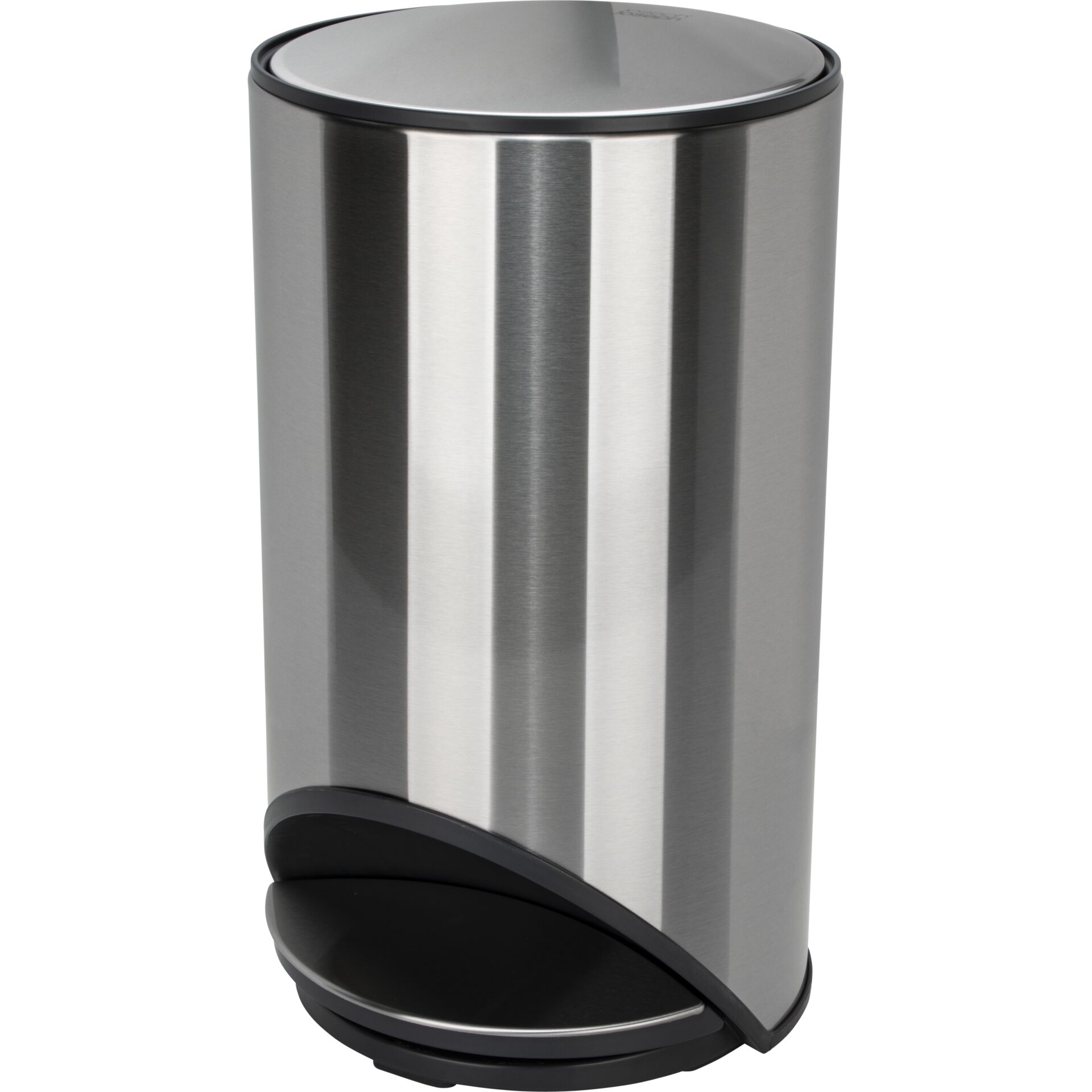 abfalleimer, stainless-steel, rund, fußpedal, schwarz-heller kontrast