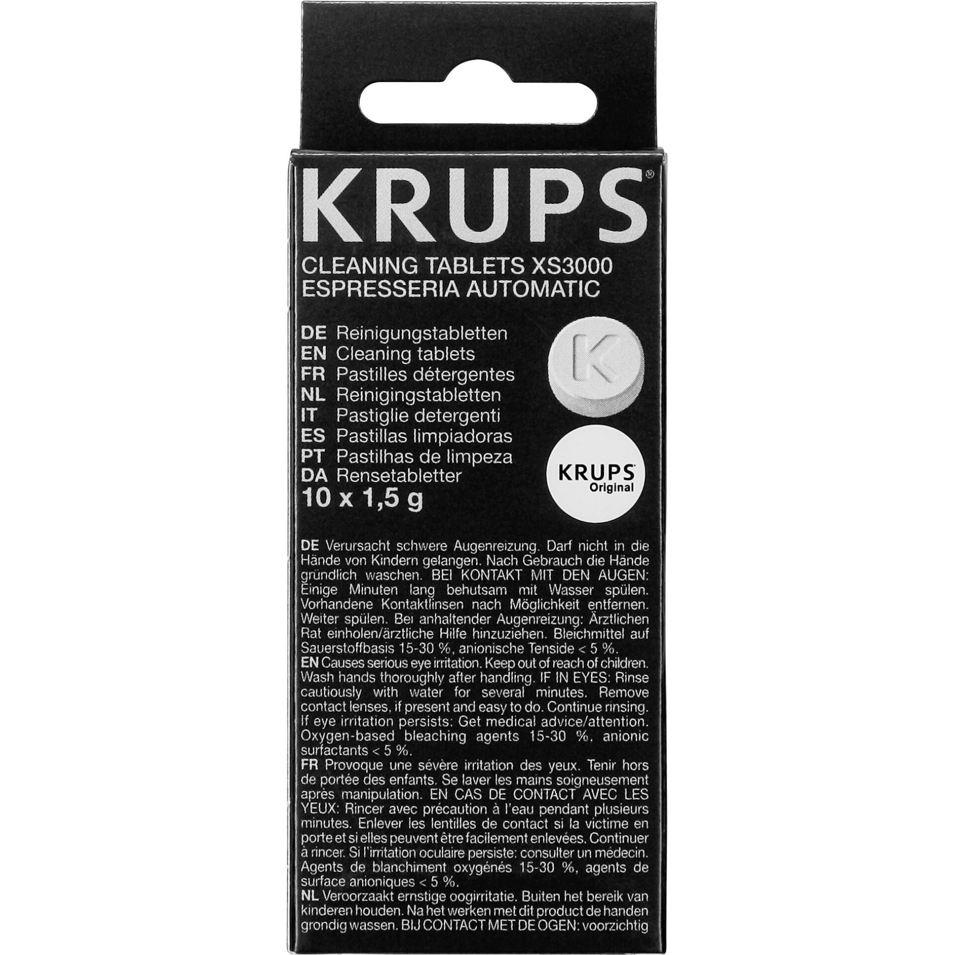 Cleaning tablets, XS3000, Espressaria automatic, Krups, tablets packaging