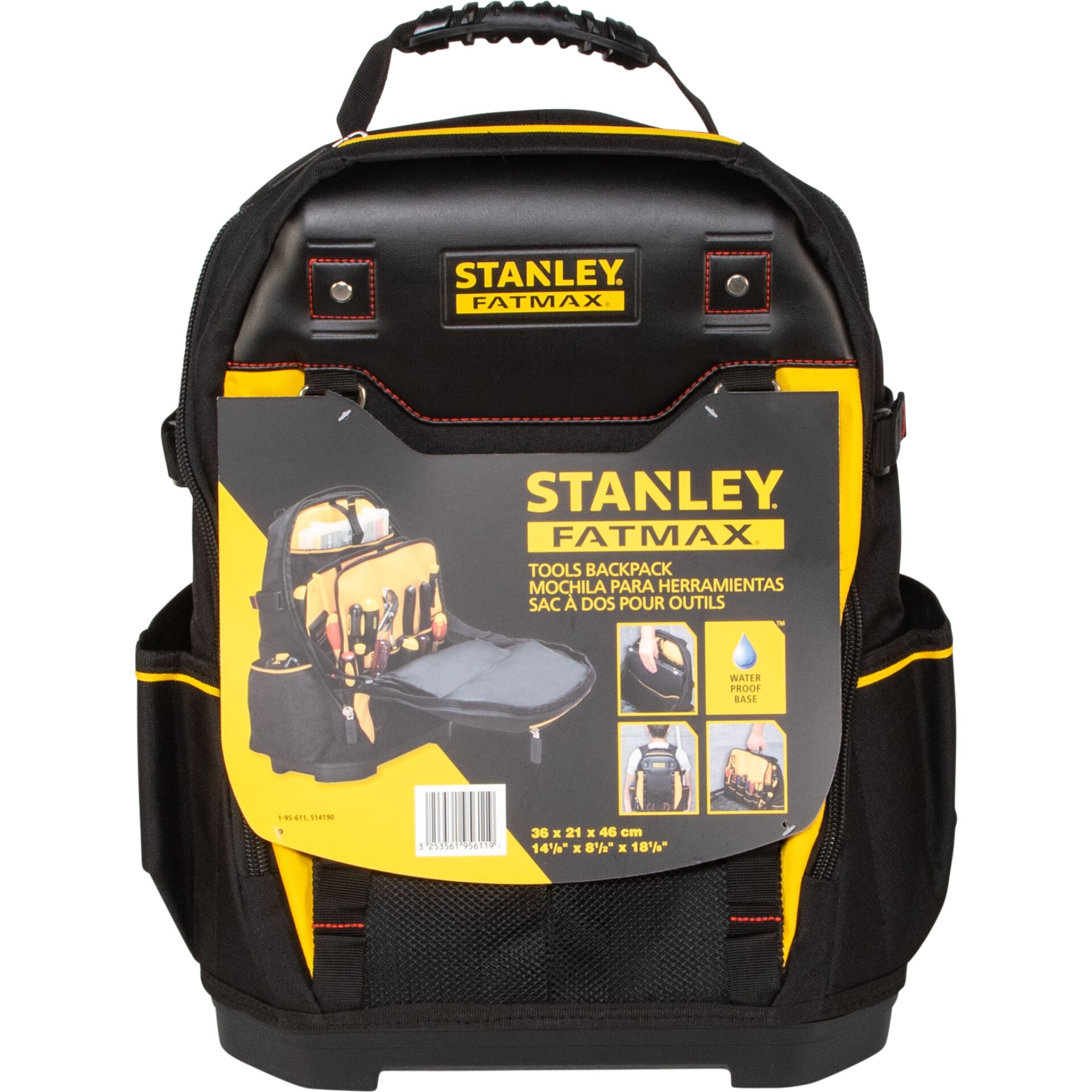 Werkzeugtasche, Rucksack, Werkzeugsatz, gelbe Akzente, Stanley Fatmax