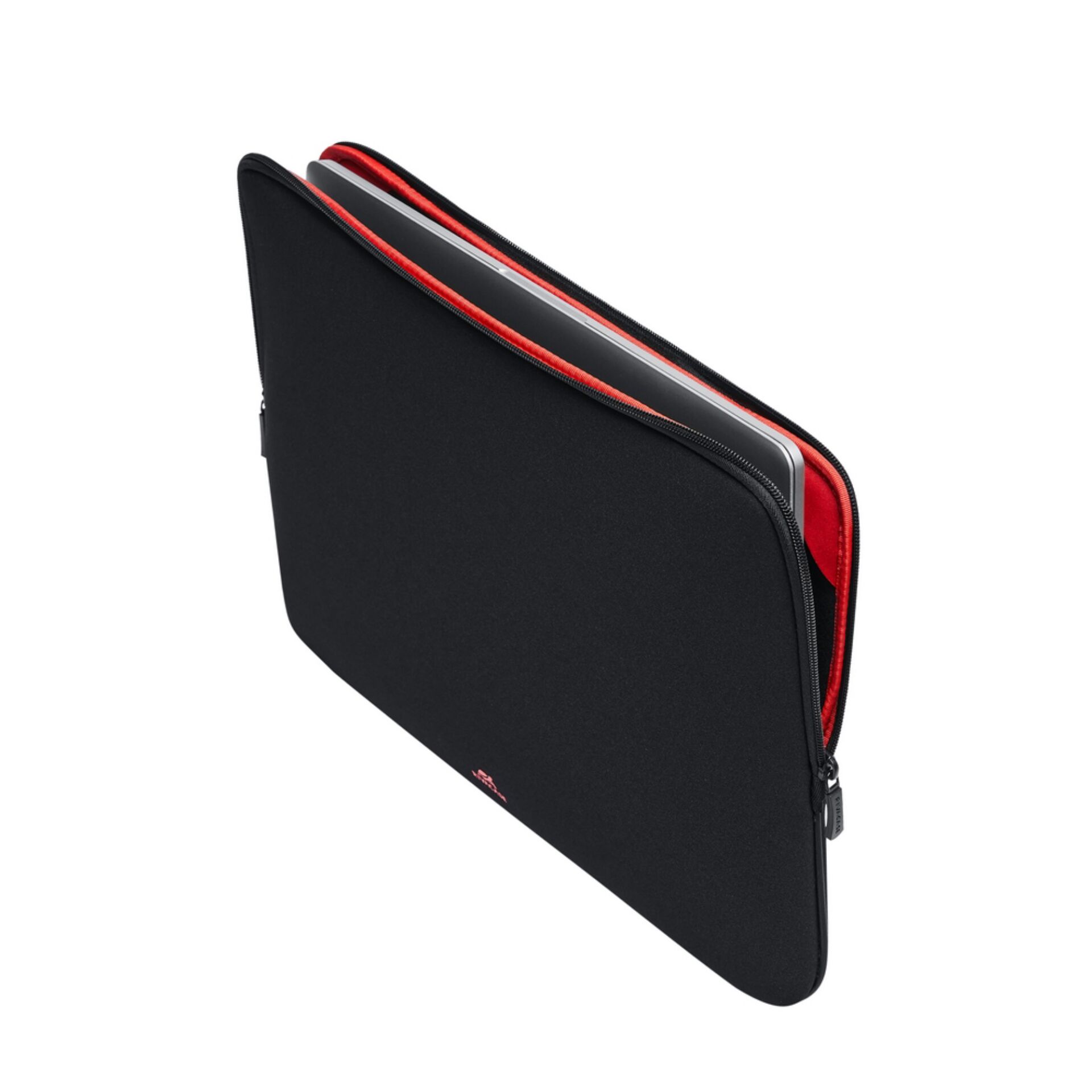 Laptophülle, Schwarz, Reißverschluss, Rotes Innenfutter, Neopren
