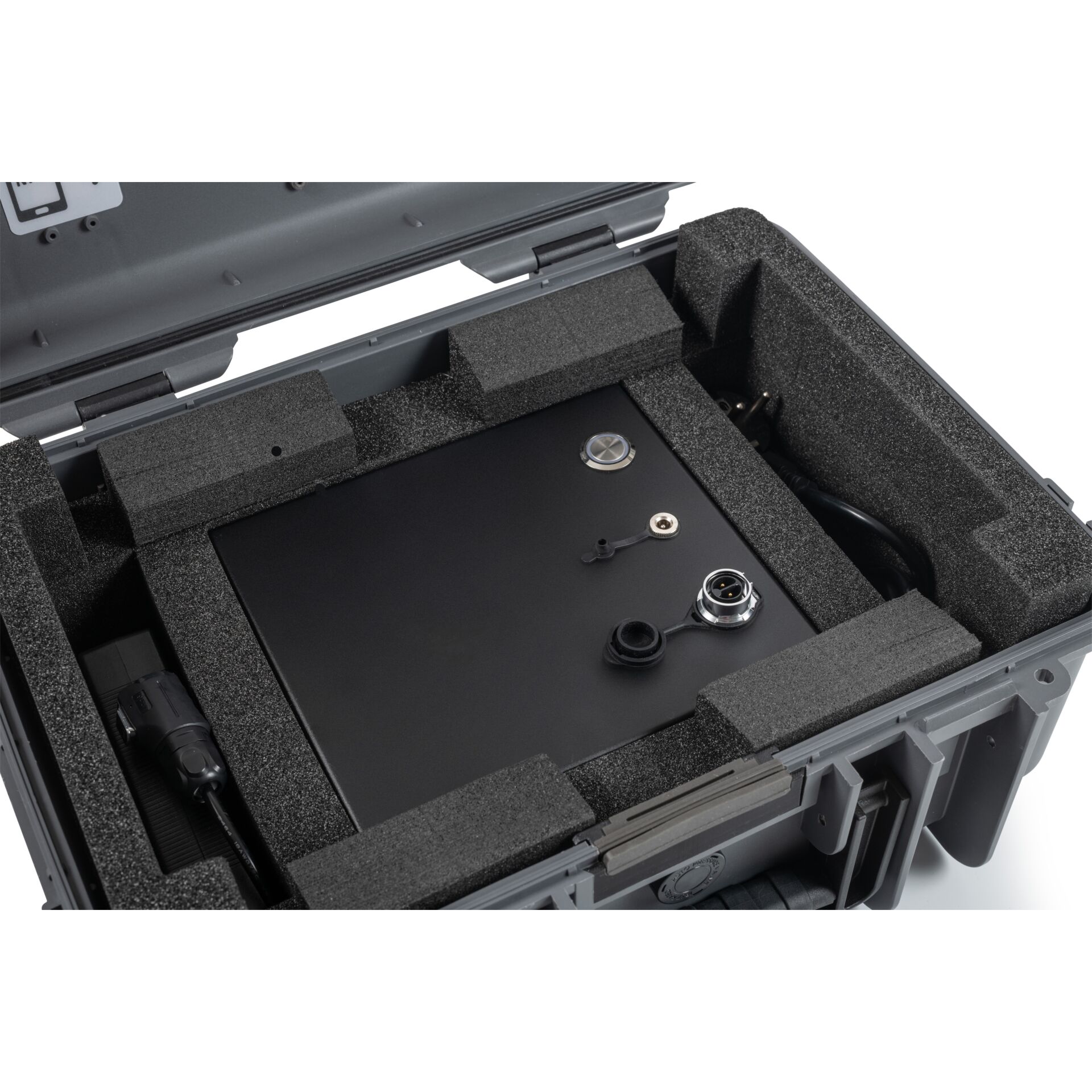 Case, Schaumstoffeinsatz, Aufbewahrung, Metallplatte, Anschlussports