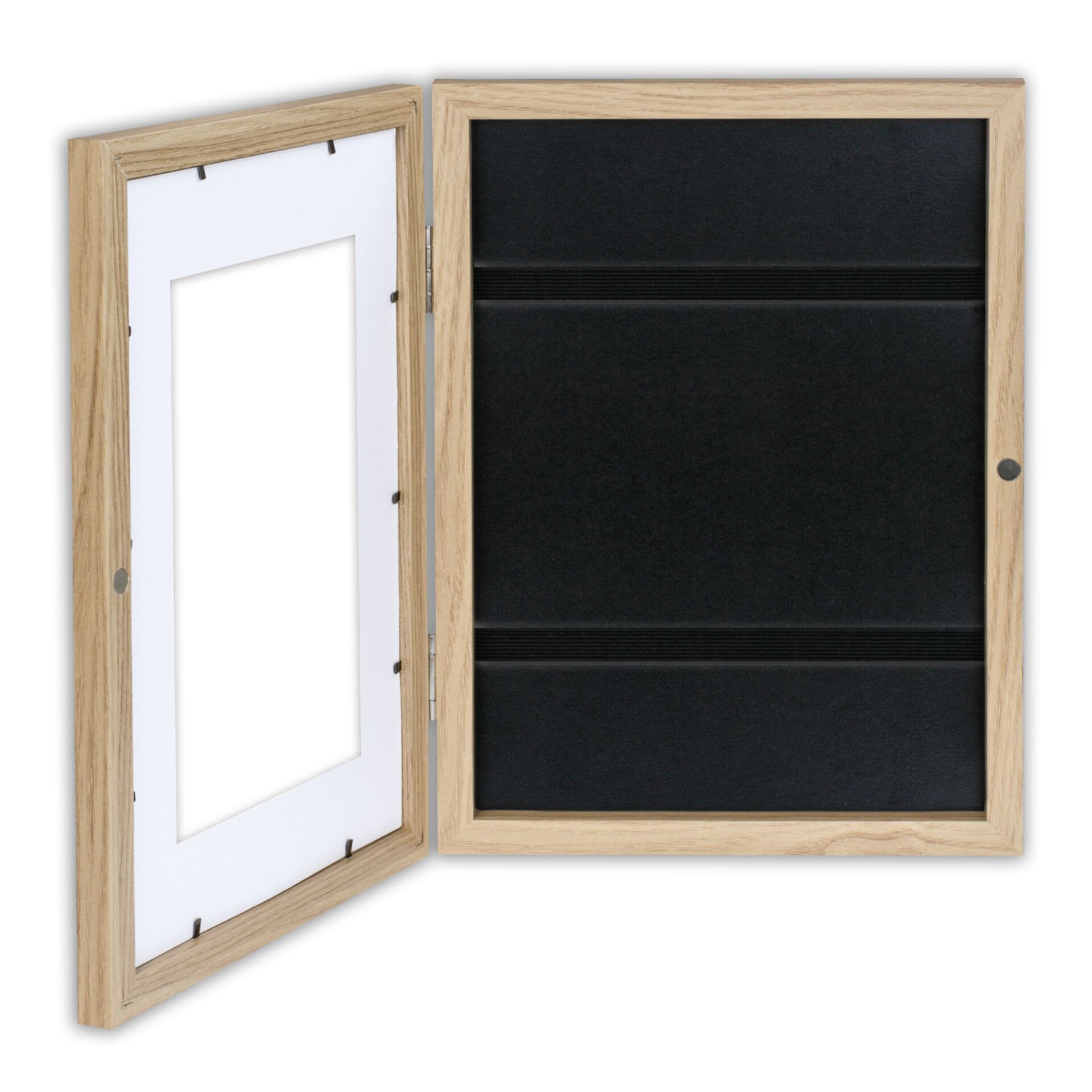 Holzrahmen, Schmuckkasten, Schwarz, Fächer, Kartenhalter, Holzrahmen, Schwarzer Innenraum, Schmuckkasten, Klappbare Hülle, Fotoaufbewahrung