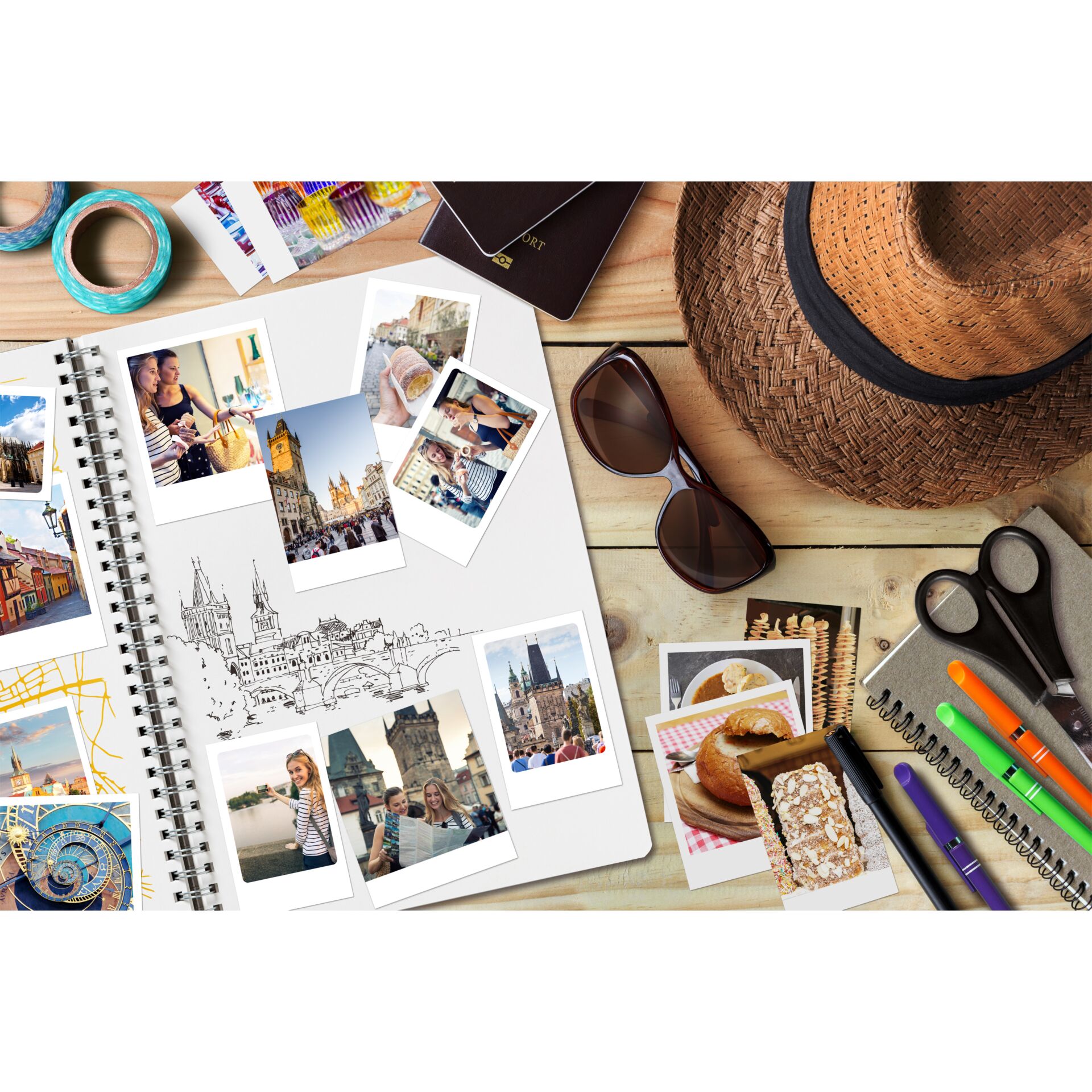 Kunst, Collage, Hut, Band, Person