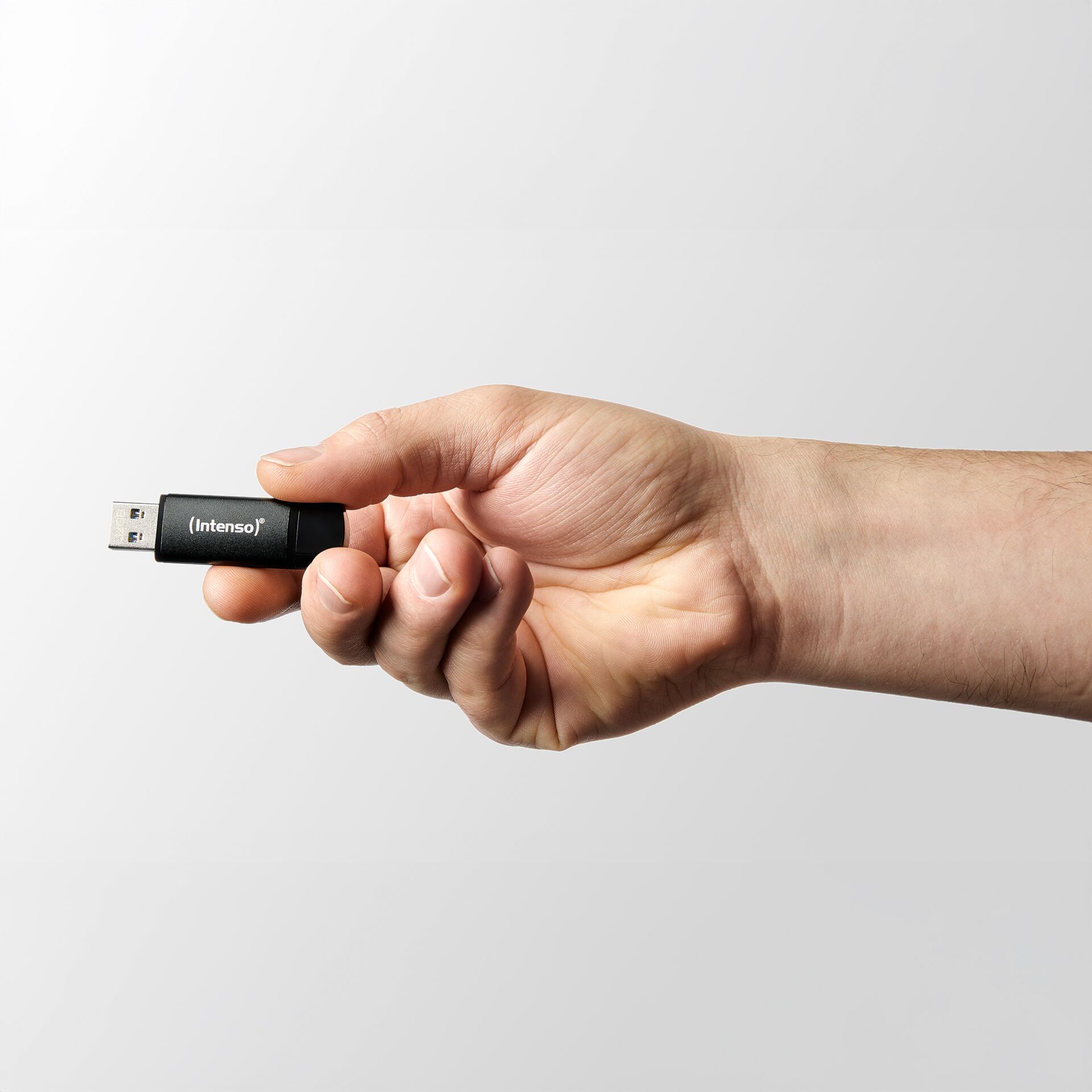 USB, Flashlaufwerk, Hand, Schwarz, Intenso