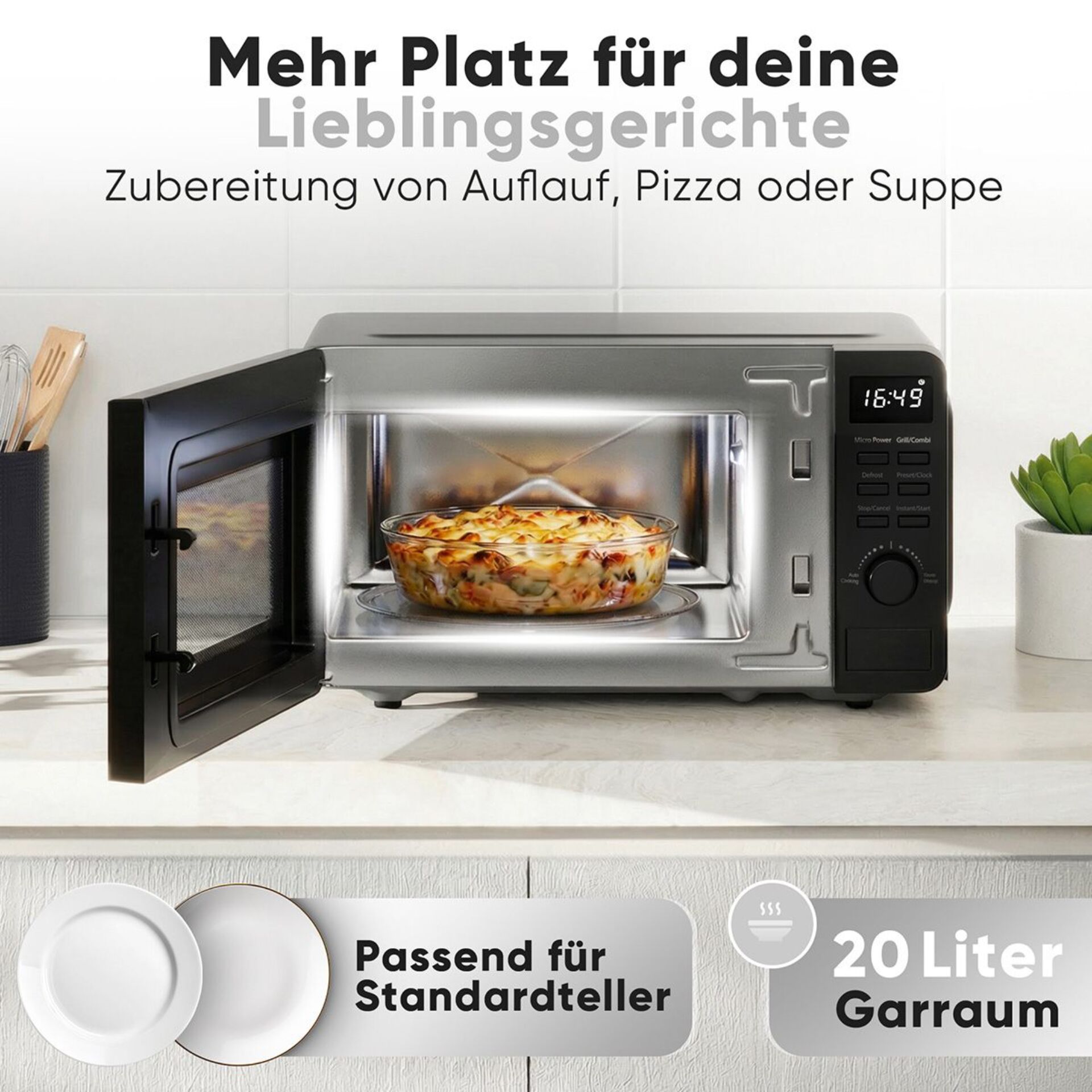 Mikrowelle, Backform, Auflauf, Pizza, 20 Liter Garraum