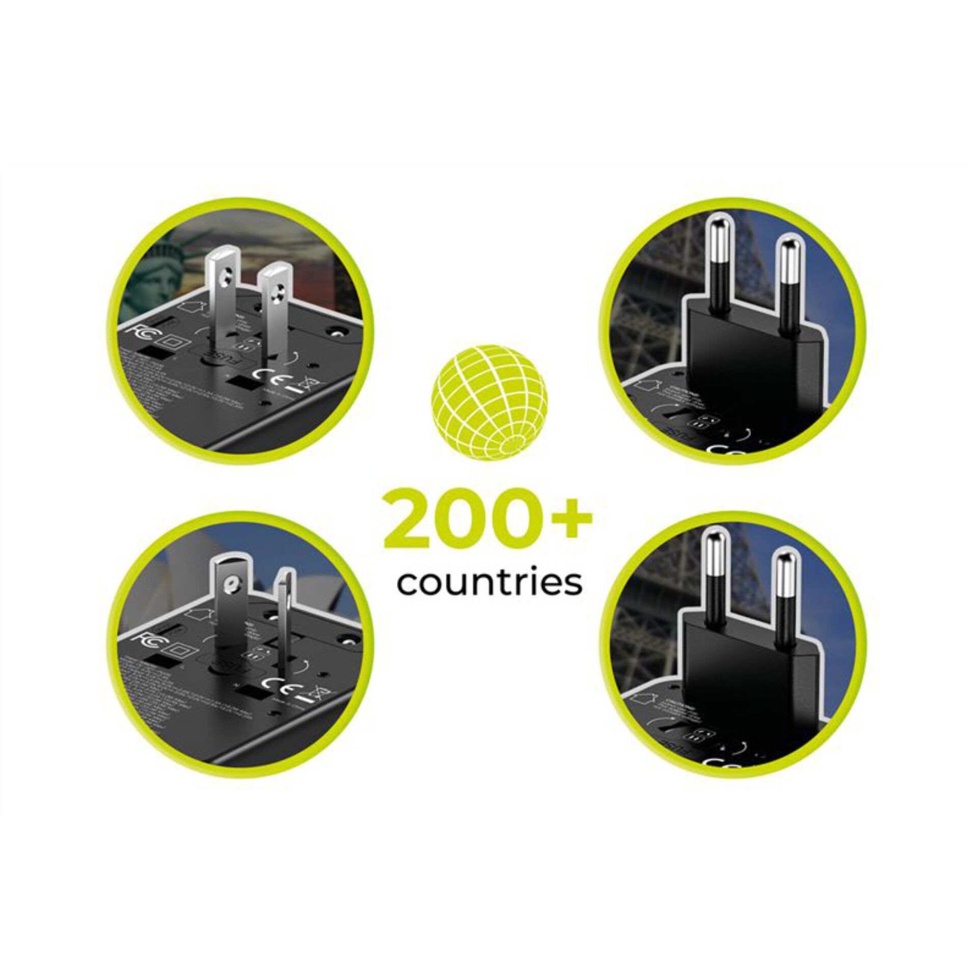 Netzadapter, Steckdosenadapter, Kabelstelle, Stromanschluss, 200+ Countries