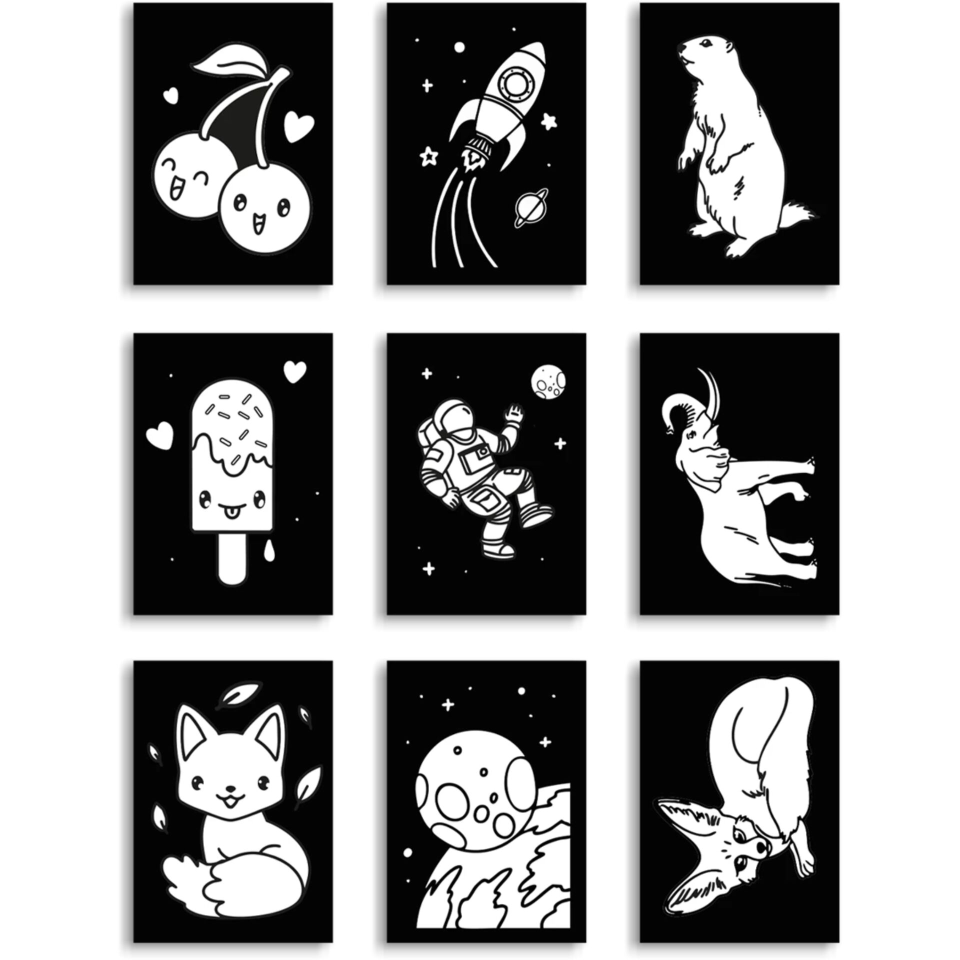 Kirschen, Rakete, Waldtier, Eis am Stiel, Weltraum-Astronaut