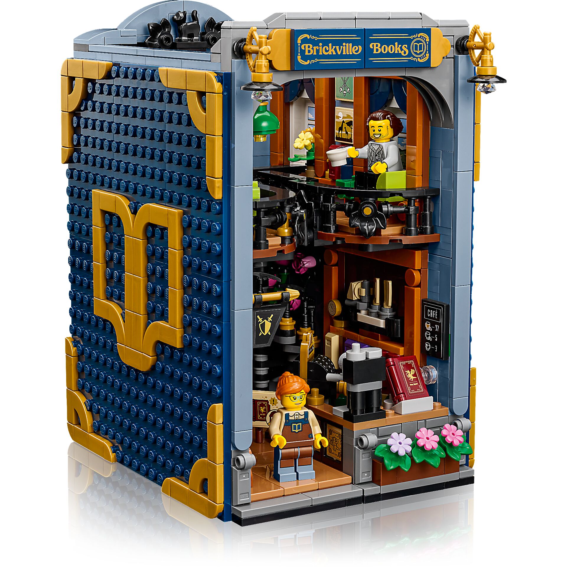 Lego, Brick, Mini figures, Cafe, Books