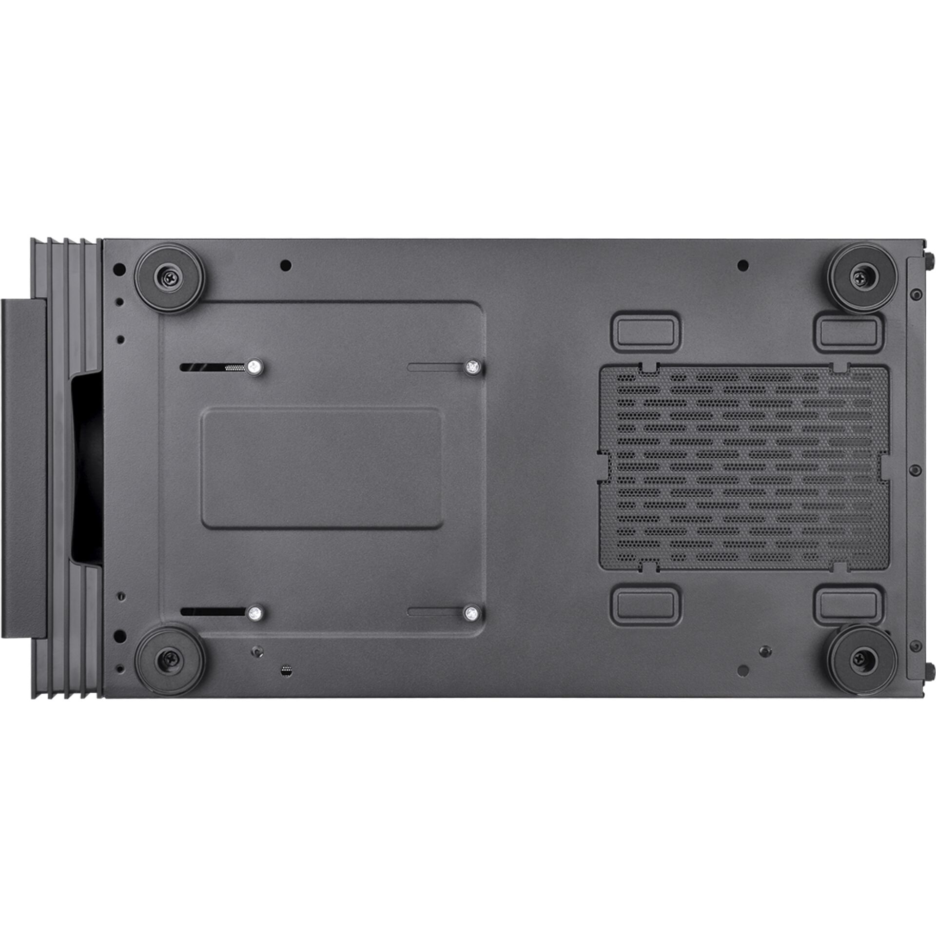 Gehäuse, Unterseite, Gummirollen, Lüftungsgitter, Verschlussplatte