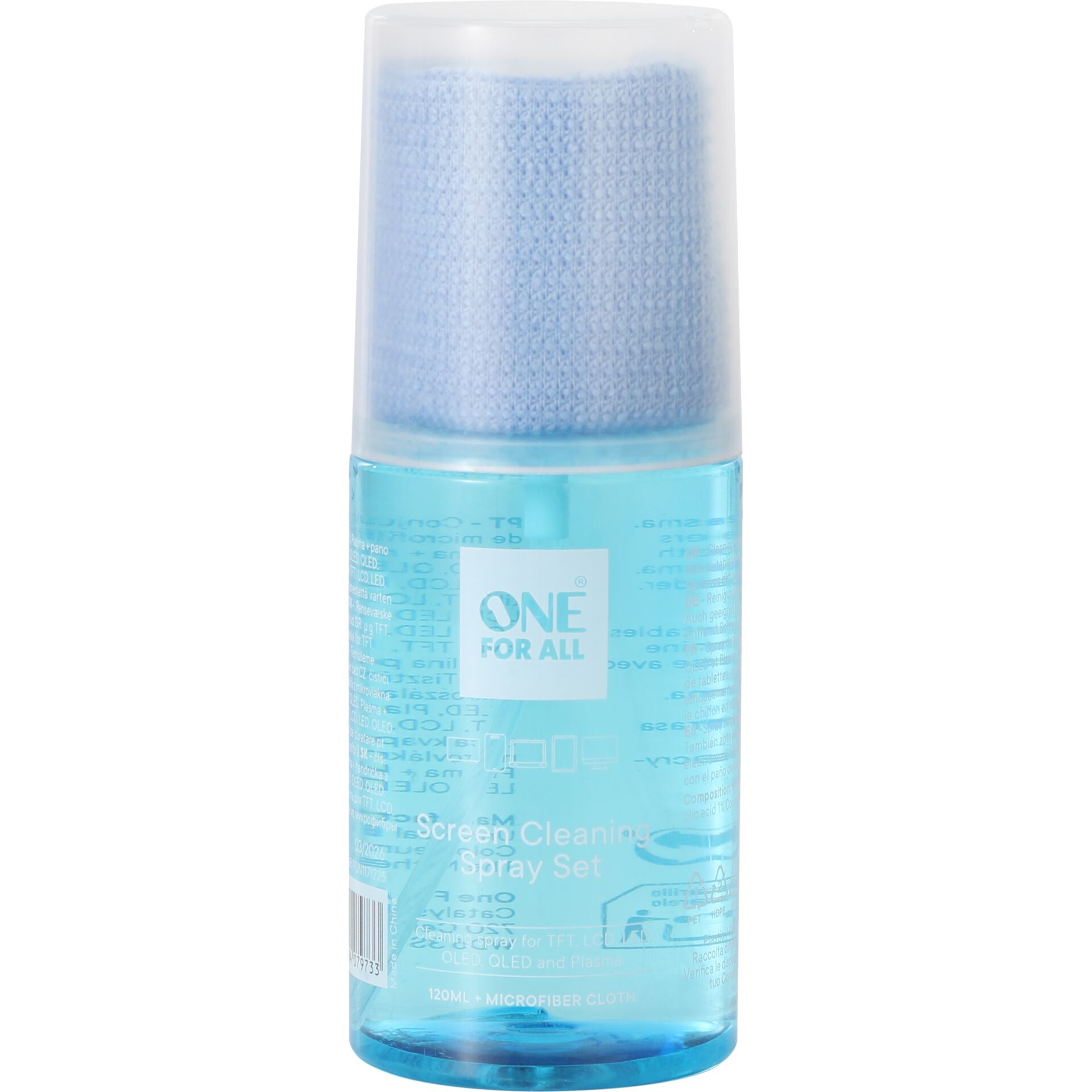 Glasreiniger, Bildschirmreiniger, Sprüher, Mikrofaser, Blau