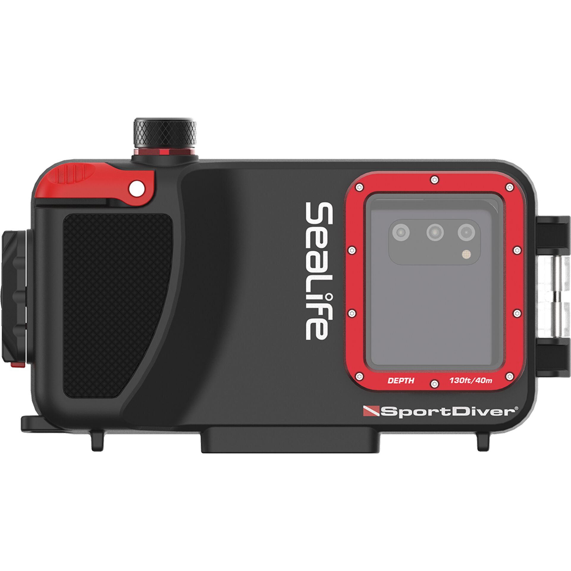 underwater-camera, gehäuse, tiefenmessung, rot-rahmen, SportDiver