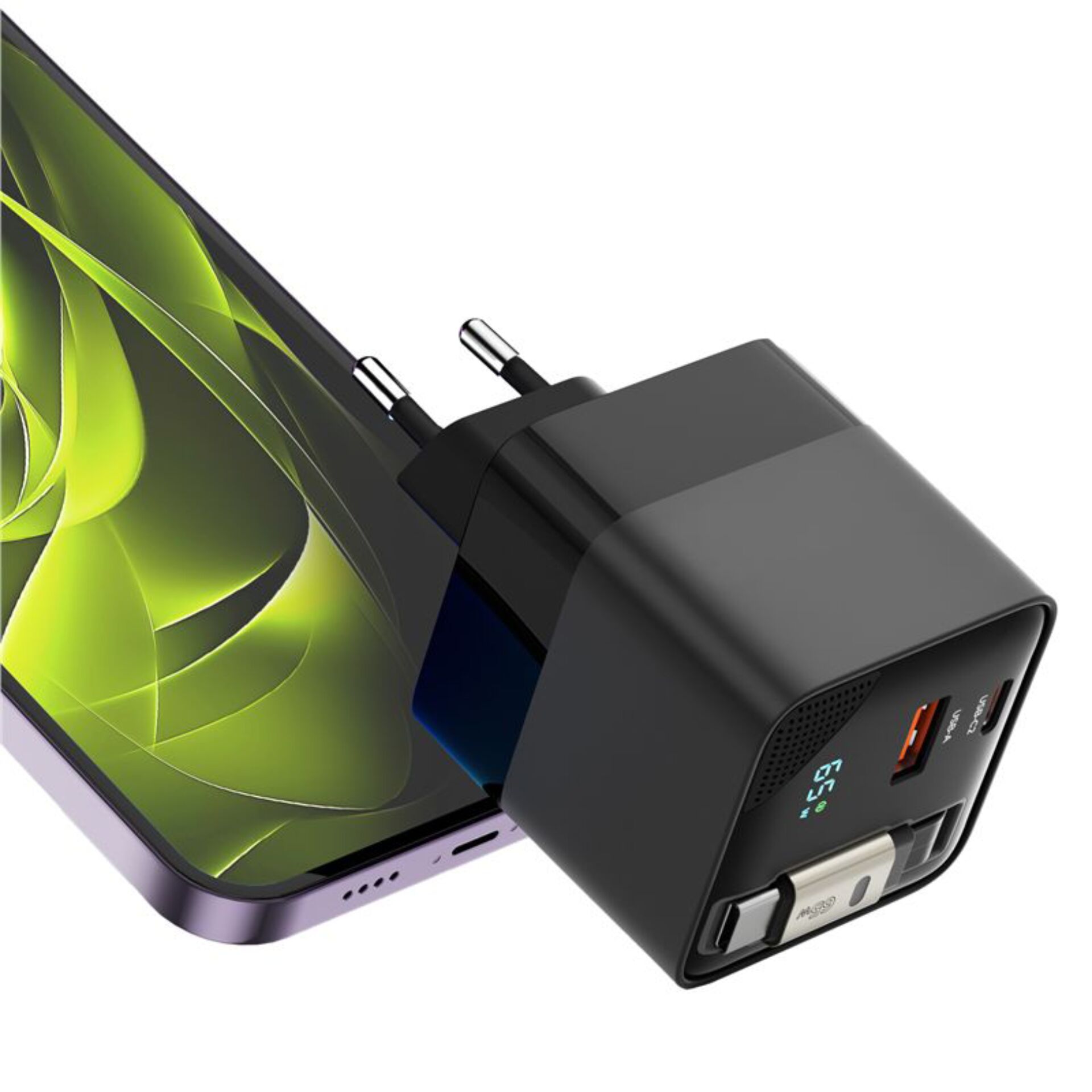 Handyladegerät, USB-C Port, Reiseladegerät, Netzadapter, 2A USB Port