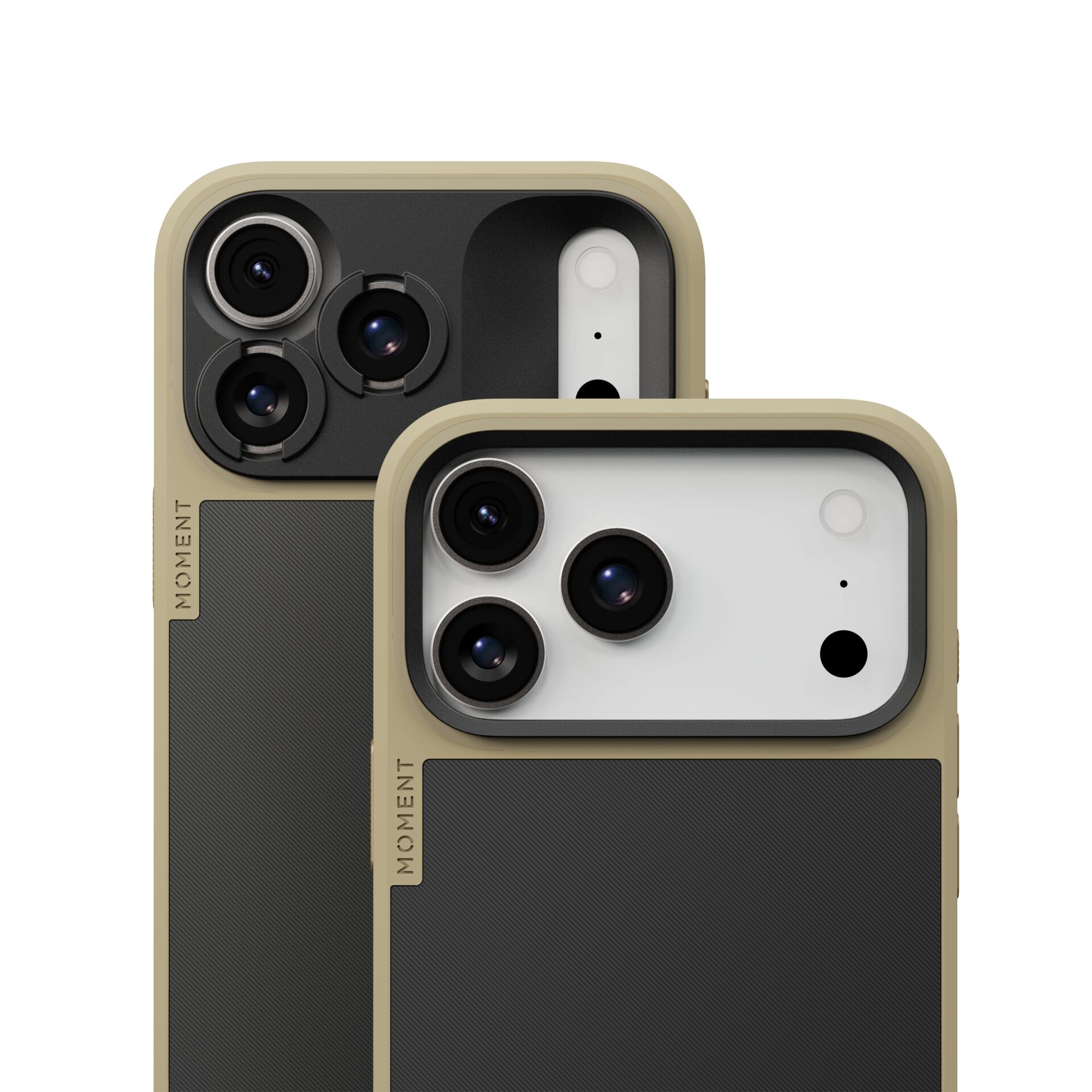 Hülle, Kameramodul, Triple-Lens, Schwarz/Beige, Magnetischer Halt