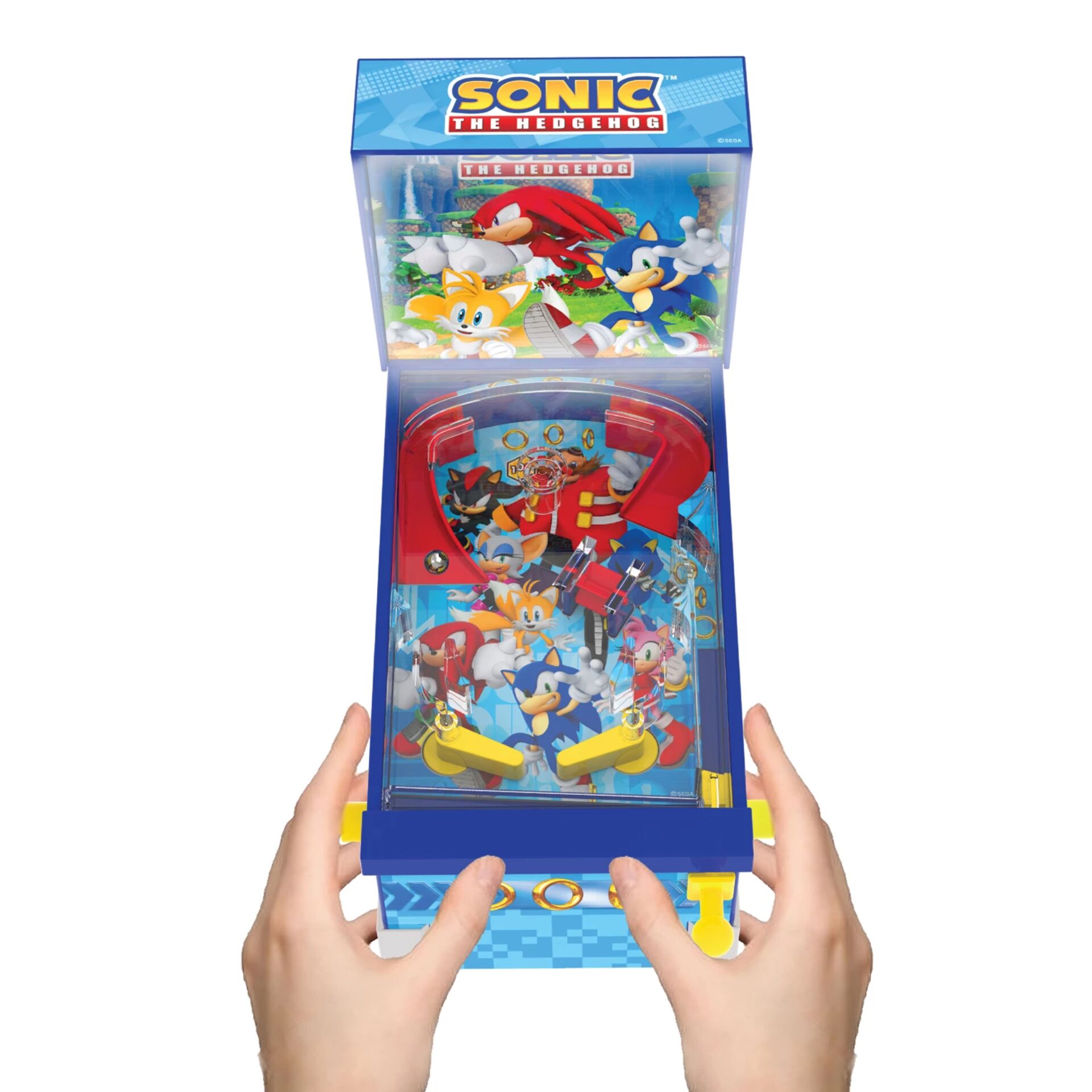Sonic-Spiel, Arcade-Pinball, Spielzeugautomat, Sonic-Figuren, Blauer Schrank