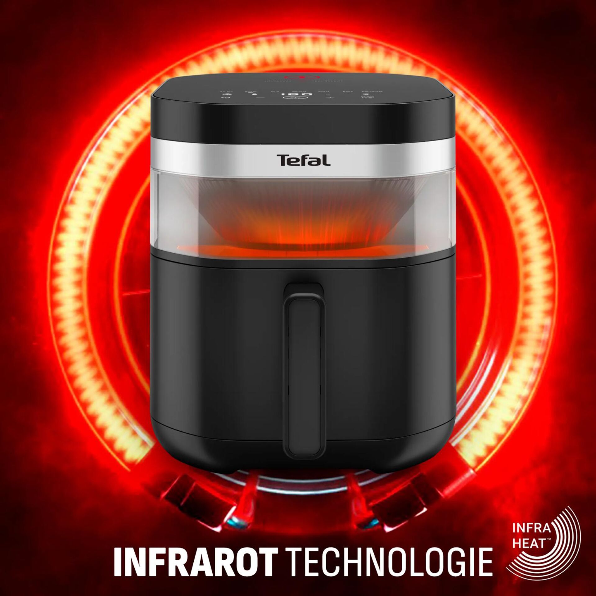 Airfryer, Infrared, Heater, Schwarz, Transparente Kammer