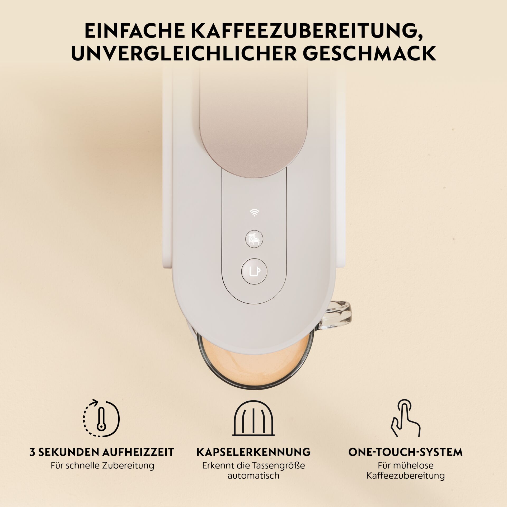 Kaffeemaschine, Kapselgerät, Kaffeezubereitung, One-Touch-System, Aufheizzeit-3Sekunden