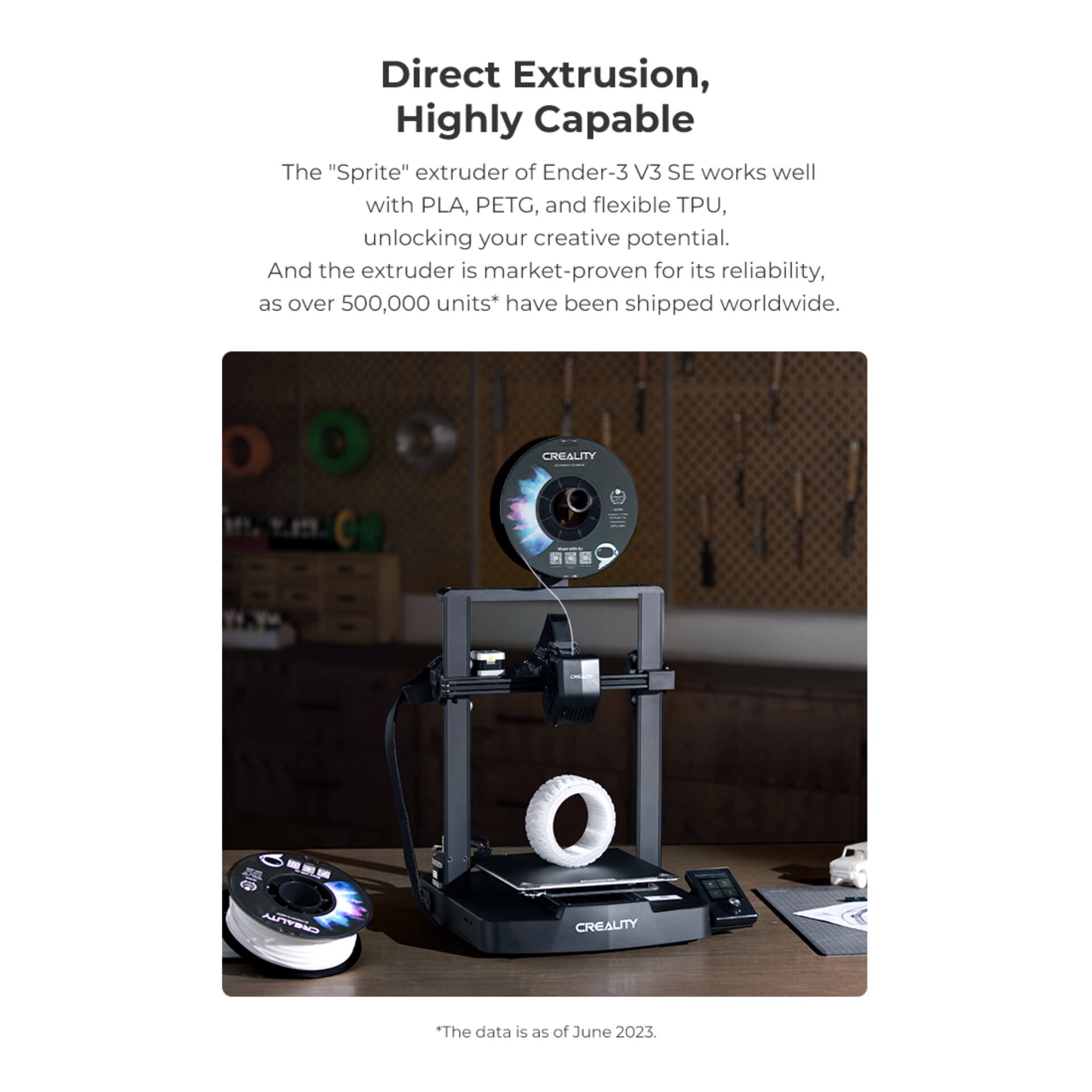 3D-Drucker, Direct Extrusion, Filament-Spule, PLA, TPU