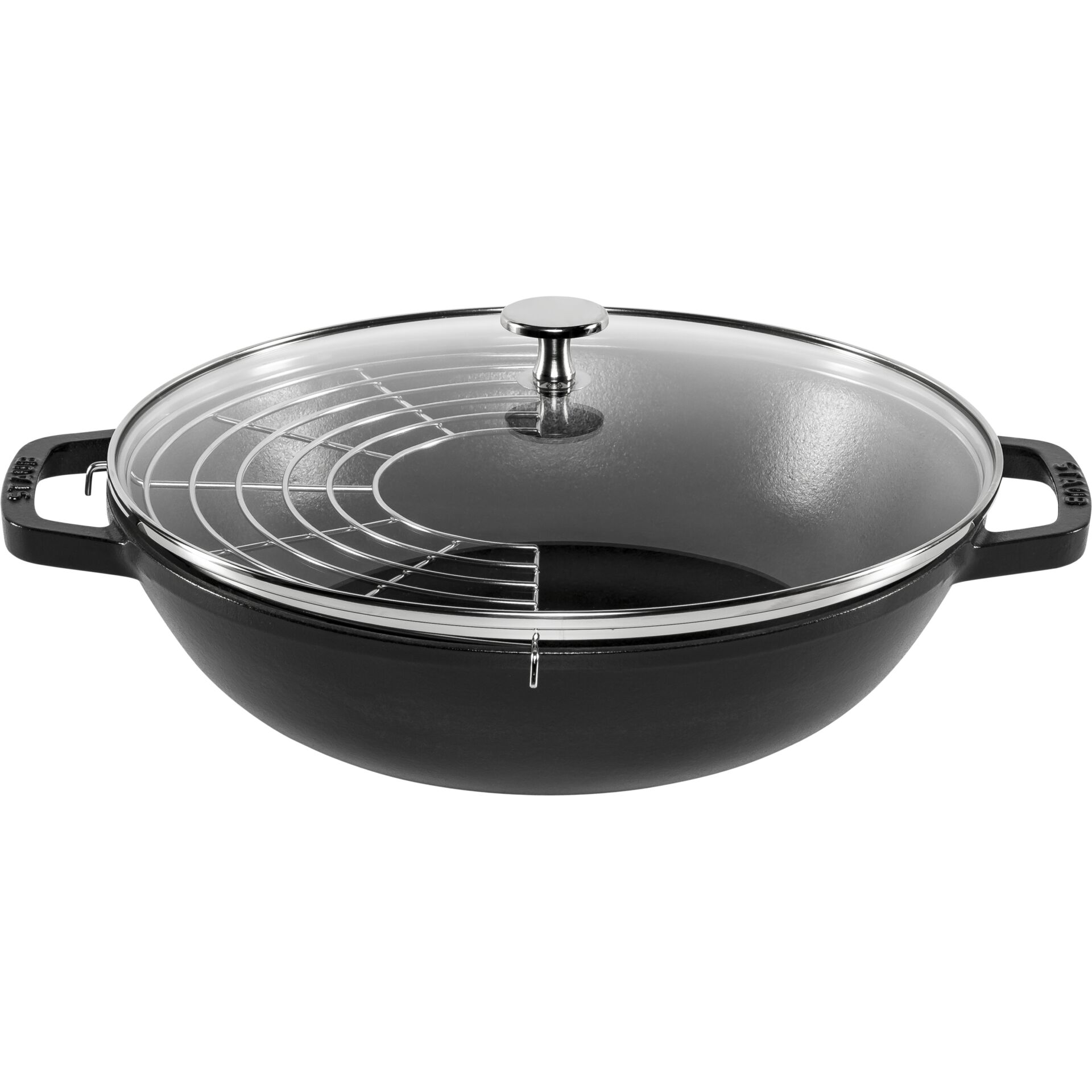 Staub Wok 30 cm mit Deckel  Gusseisen, schwarz